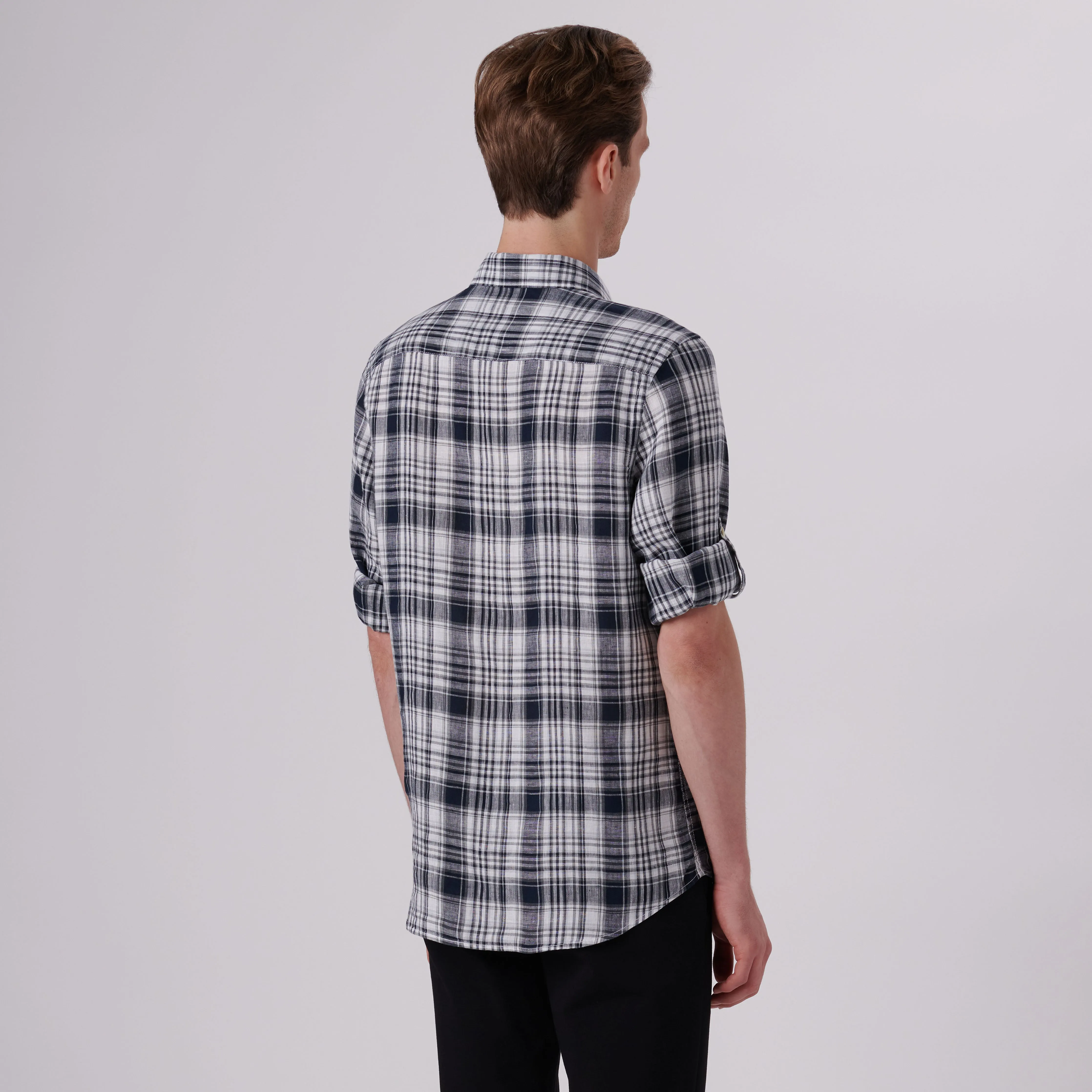 Julian Plaid Check Linen Shirt sold by Bugatchi product image thumbnail 4