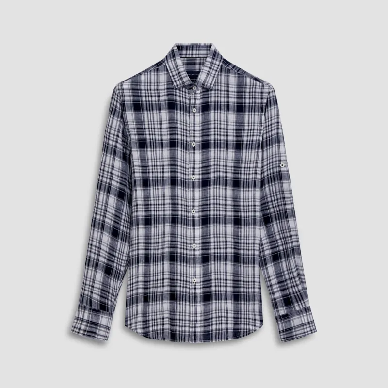 Julian Plaid Check Linen Shirt sold by Bugatchi