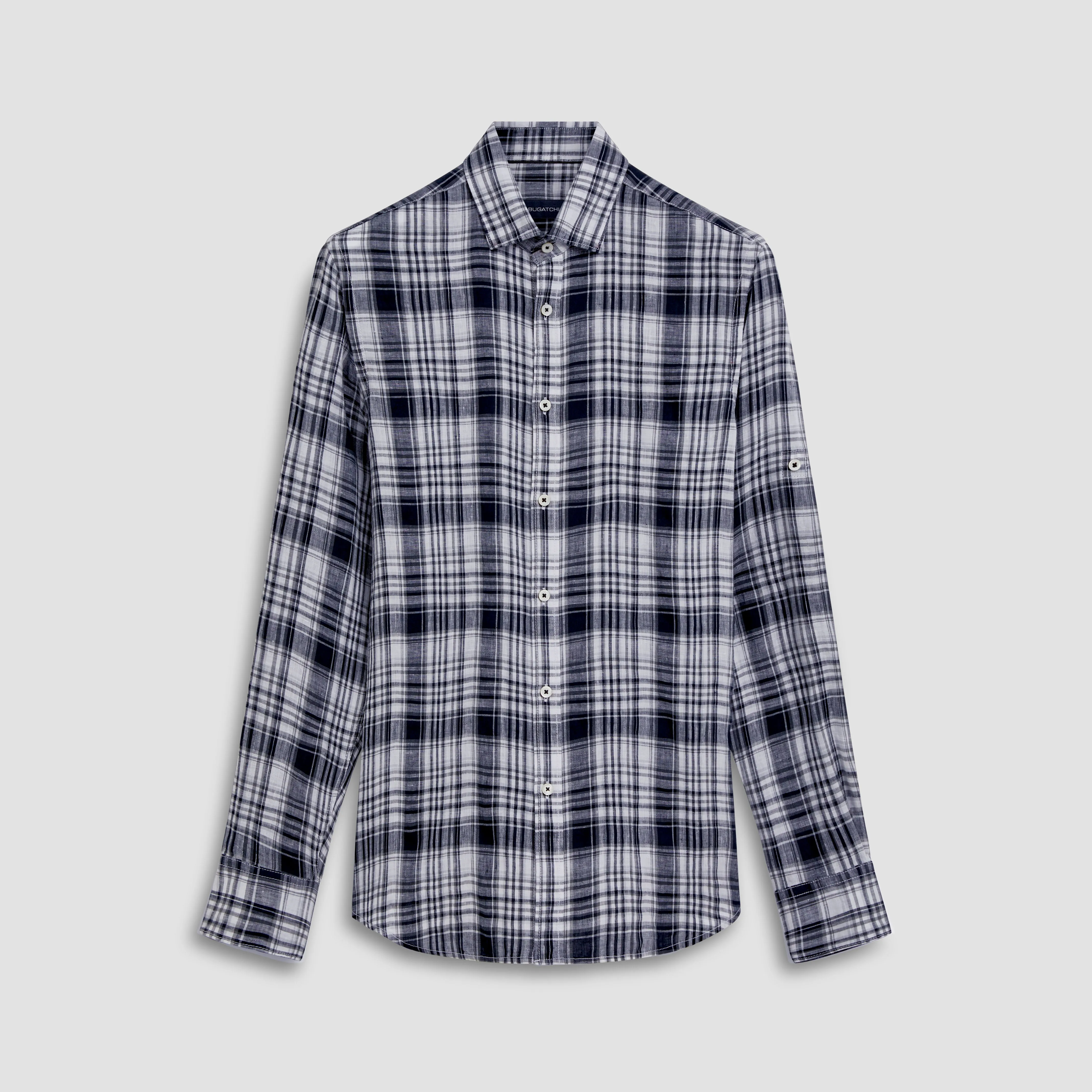 Julian Plaid Check Linen Shirt sold by Bugatchi