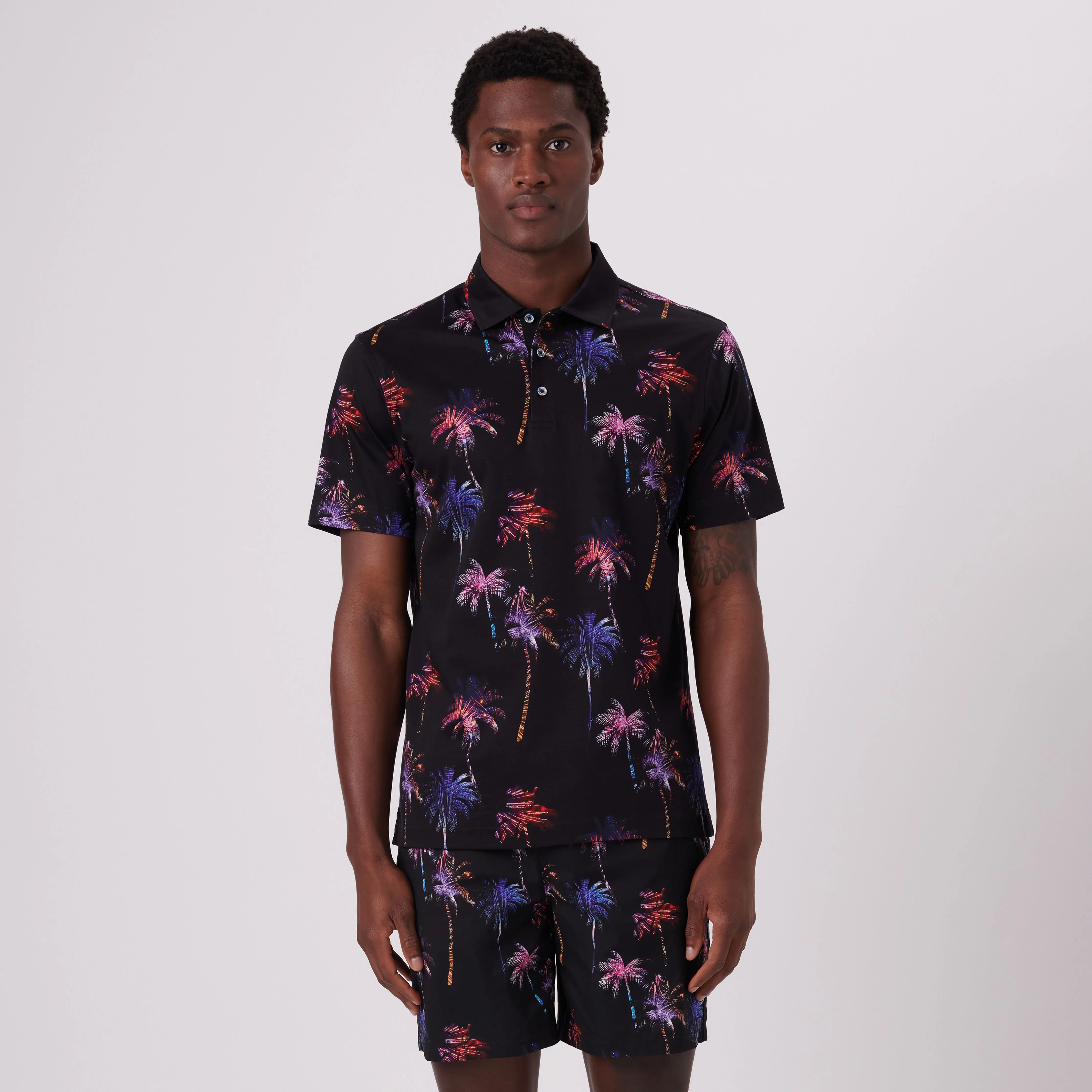 Hendrix Palm Trees Print Polo Shirt sold by Bugatchi product image thumbnail 2