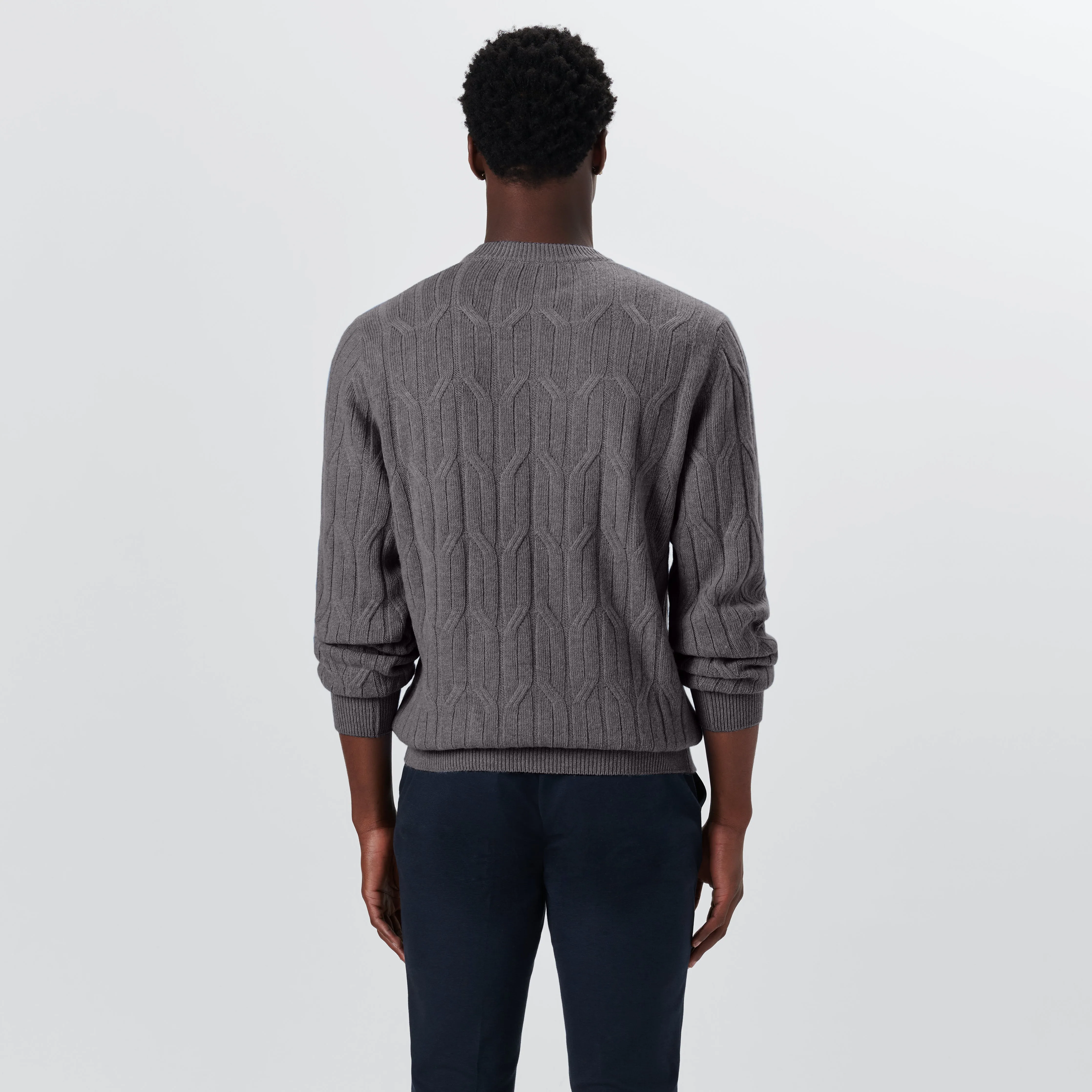 Crew Neck Cable Jacquard Sweater sold by Bugatchi product image thumbnail 4