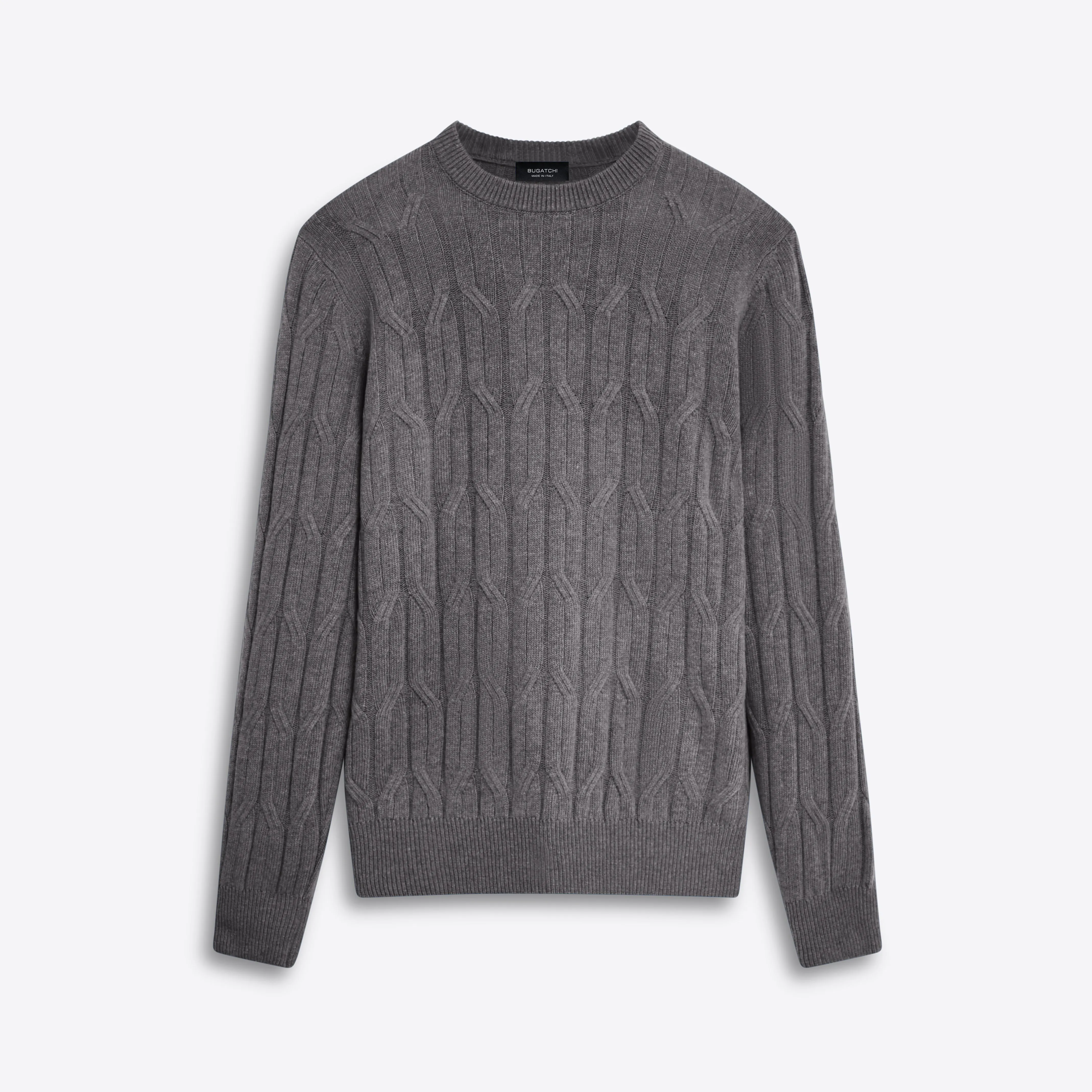 Crew Neck Cable Jacquard Sweater sold by Bugatchi