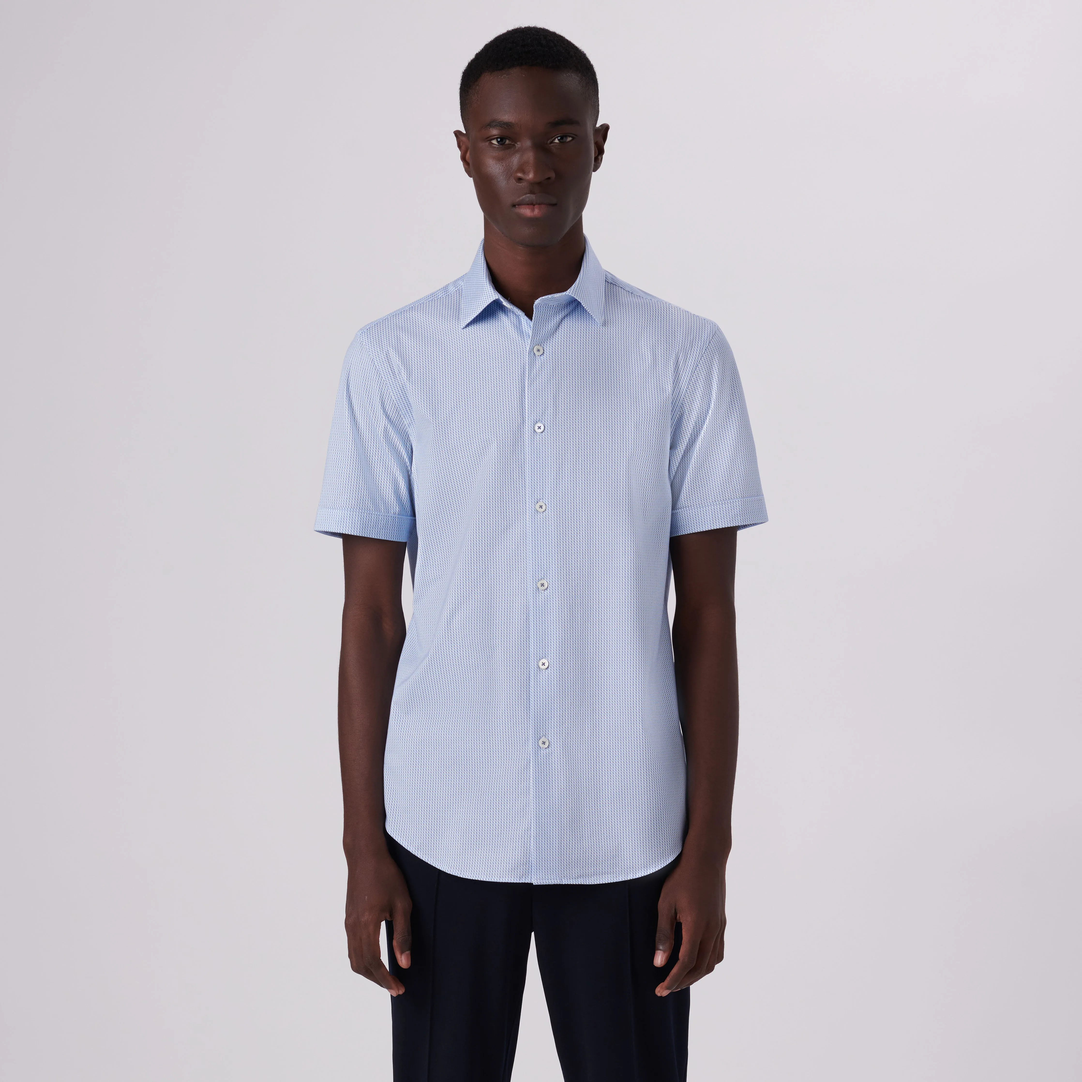 Miles Geometric Print OoohCotton Short Sleeve Shirt sold by Bugatchi product image thumbnail 2
