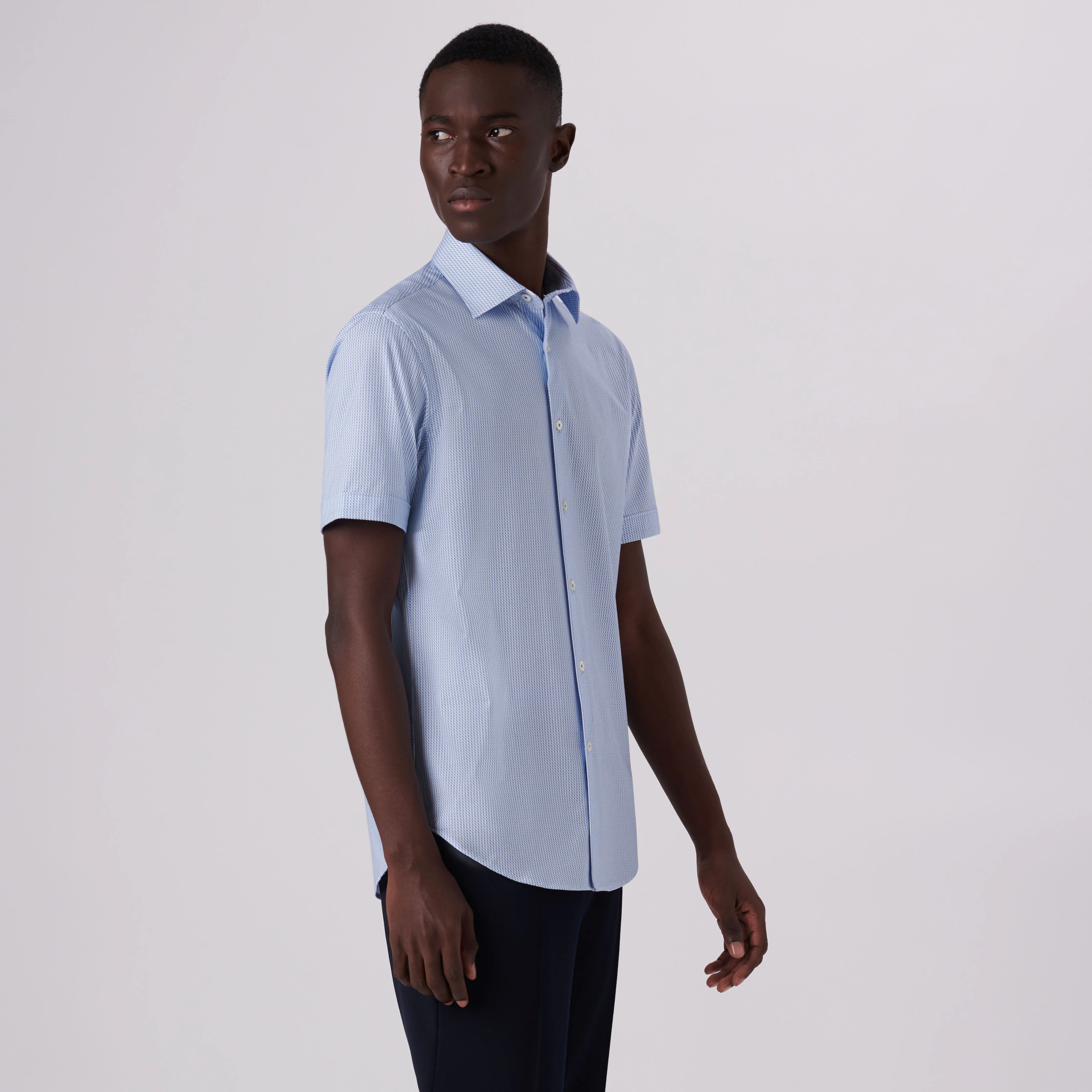 Miles Geometric Print OoohCotton Short Sleeve Shirt sold by Bugatchi product image thumbnail 3
