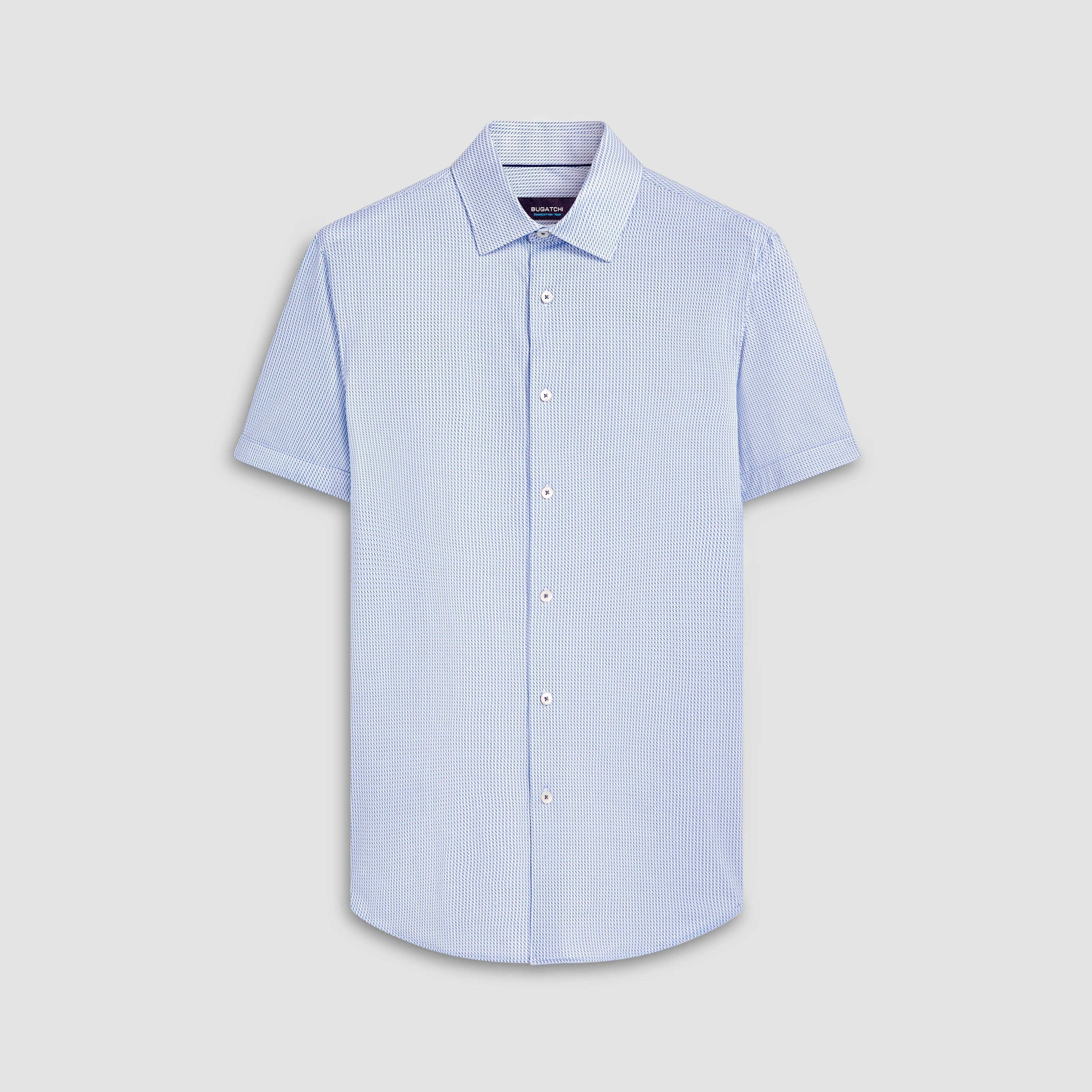 Miles Geometric Print OoohCotton Short Sleeve Shirt sold by Bugatchi