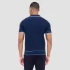Honeycomb Stitch Short-Sleeved Johnny Collar Sweater sold by Bugatchi