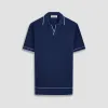 Honeycomb Stitch Short-Sleeved Johnny Collar Sweater sold by Bugatchi