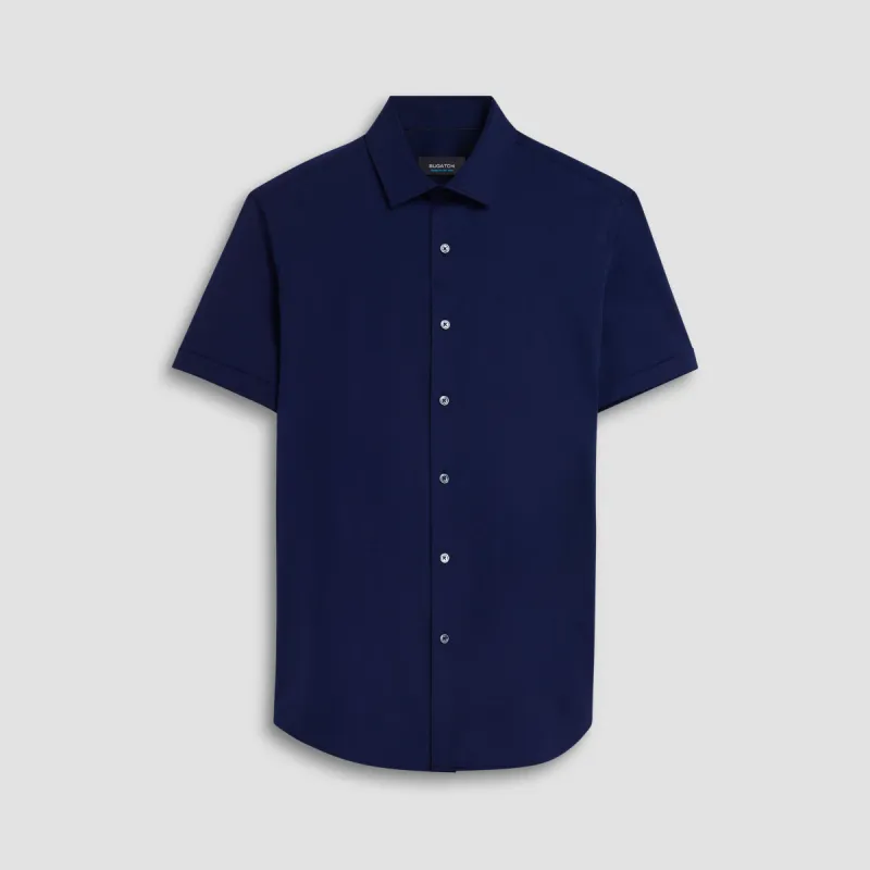 Miles Solid OoohCotton Short Sleeve Shirt sold by Bugatchi