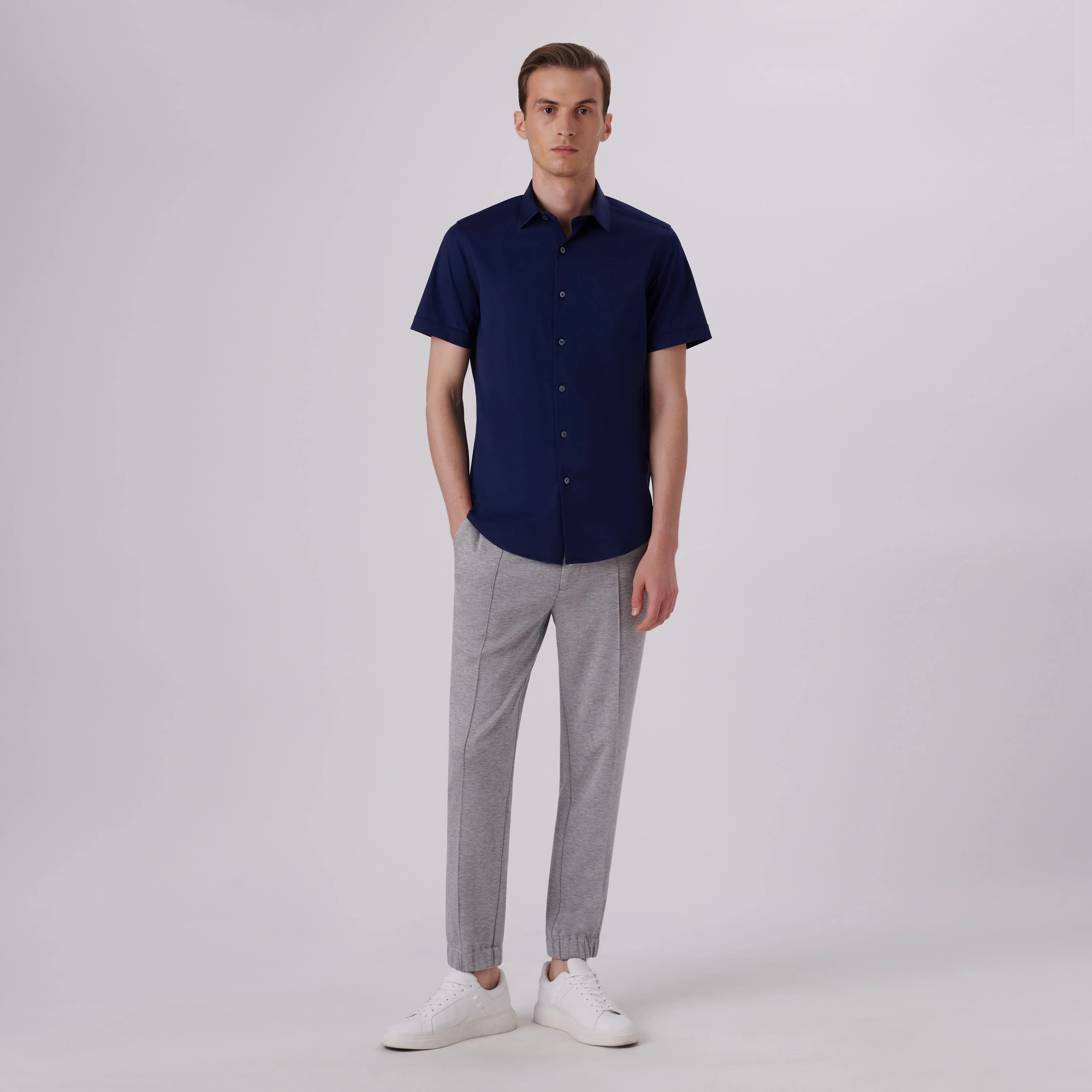 Miles Solid OoohCotton Short Sleeve Shirt sold by Bugatchi product image thumbnail 5