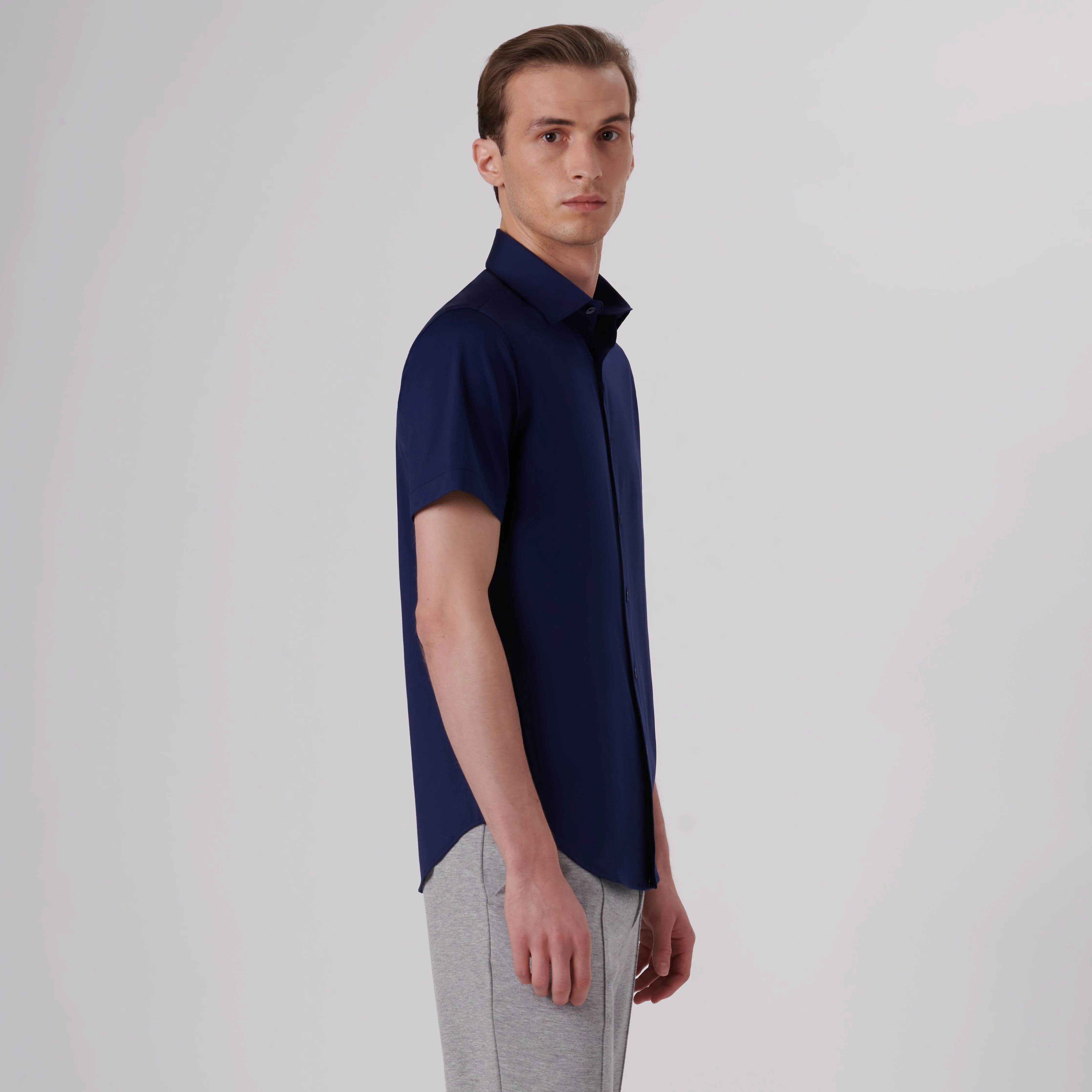 Miles Solid OoohCotton Short Sleeve Shirt sold by Bugatchi product image thumbnail 3
