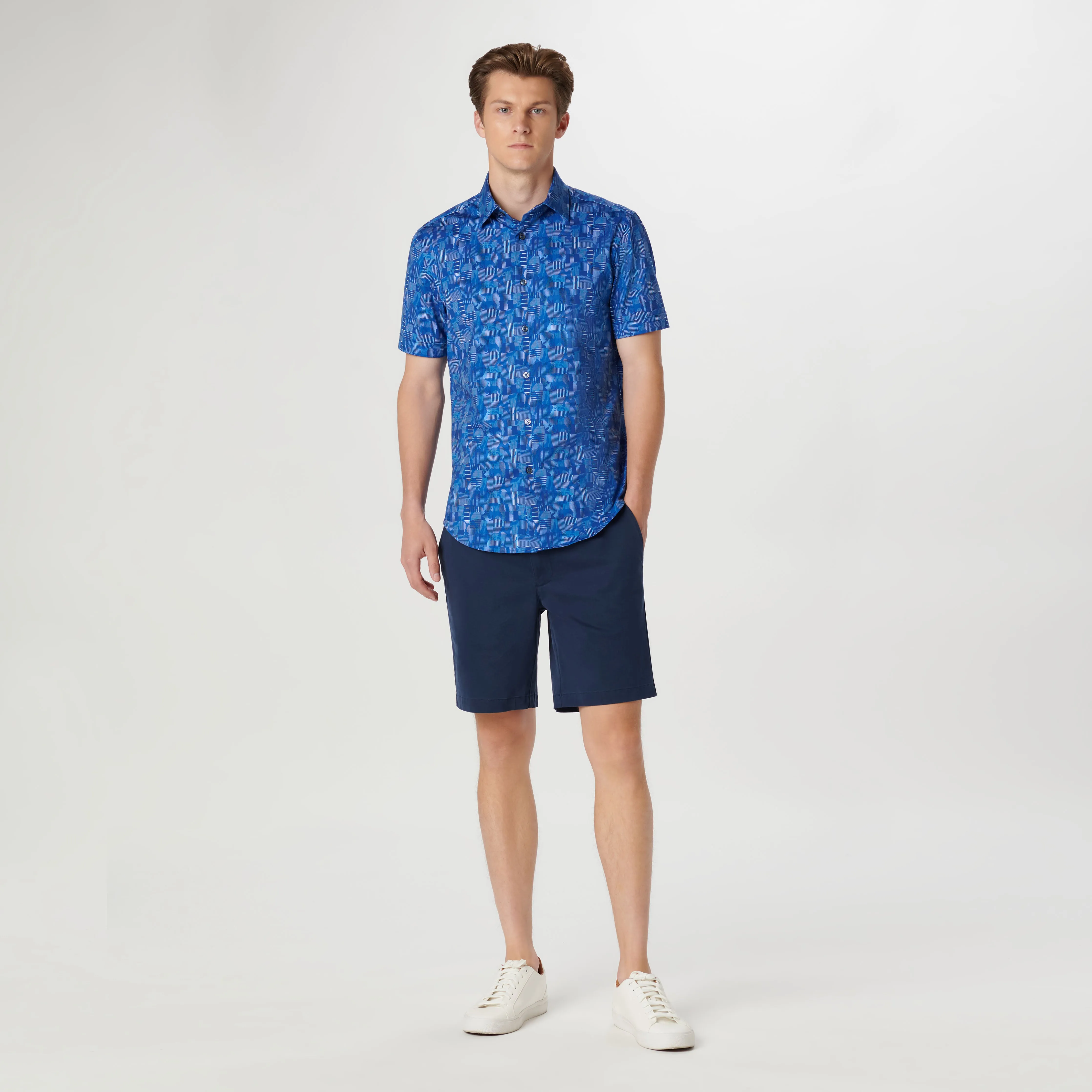 Miles Asymmetric Check OoohCotton Short Sleeve Shirt sold by Bugatchi product image thumbnail 5