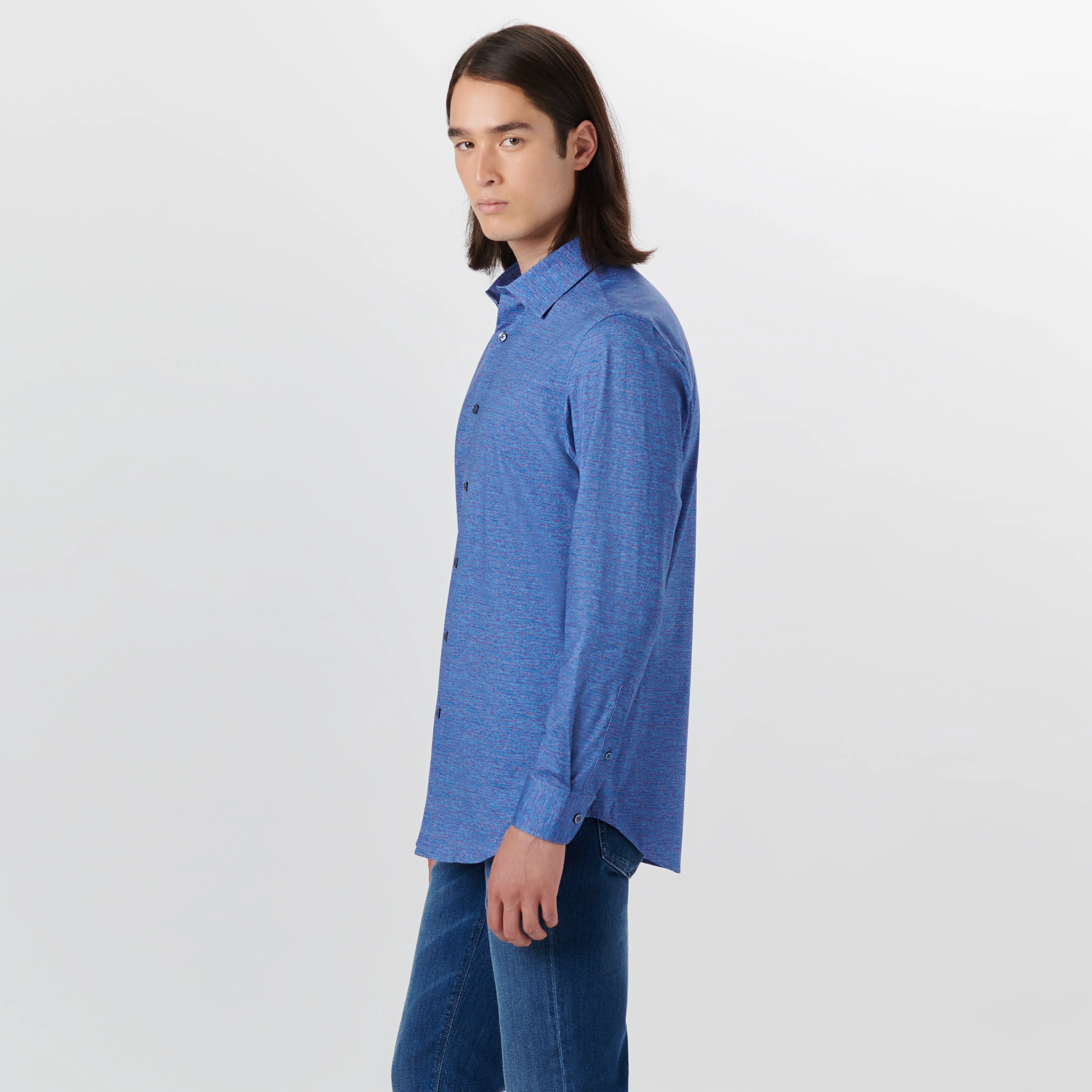 JAMES Chambray Print OoohCotton Shirt sold by Bugatchi product image thumbnail 3