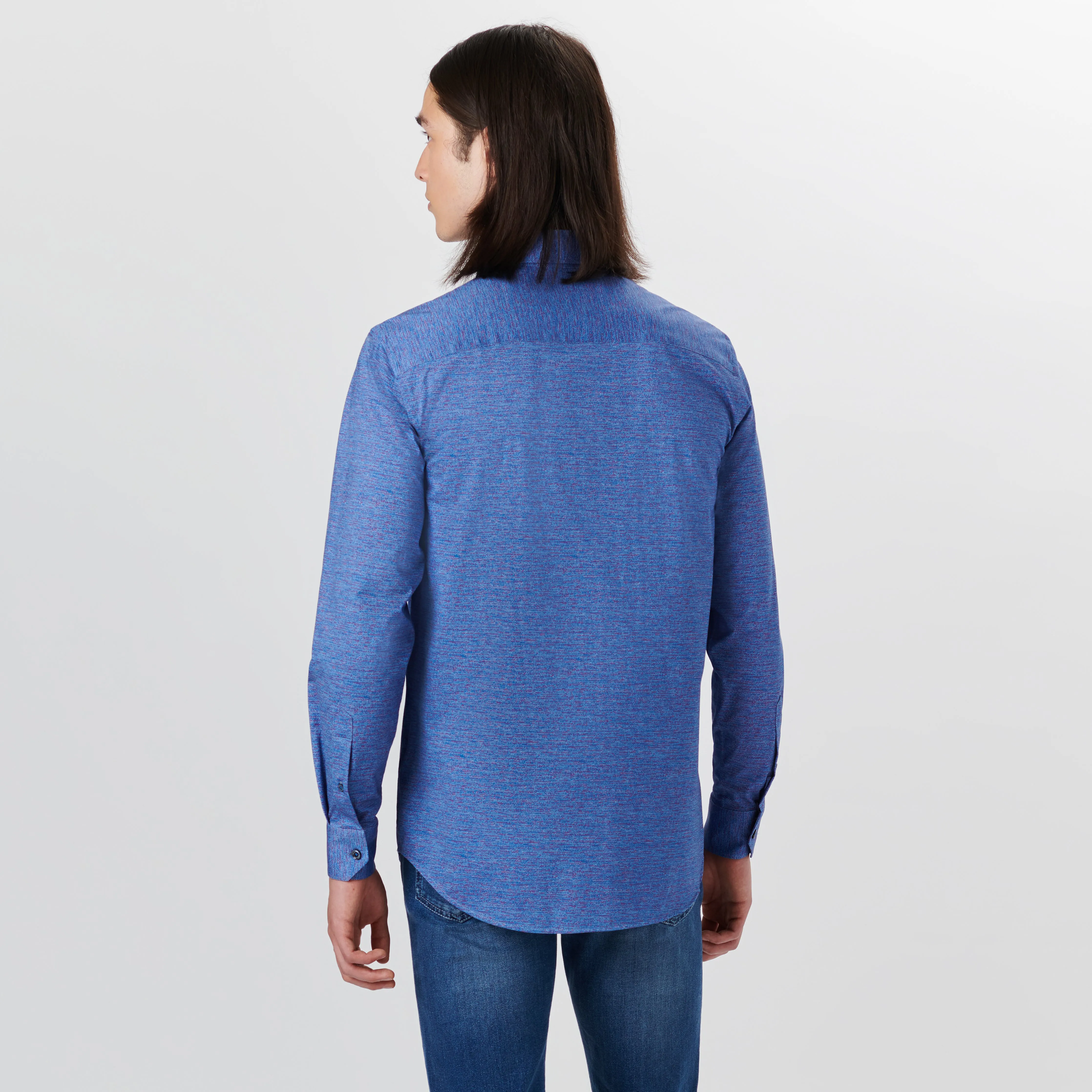 JAMES Chambray Print OoohCotton Shirt sold by Bugatchi product image thumbnail 4