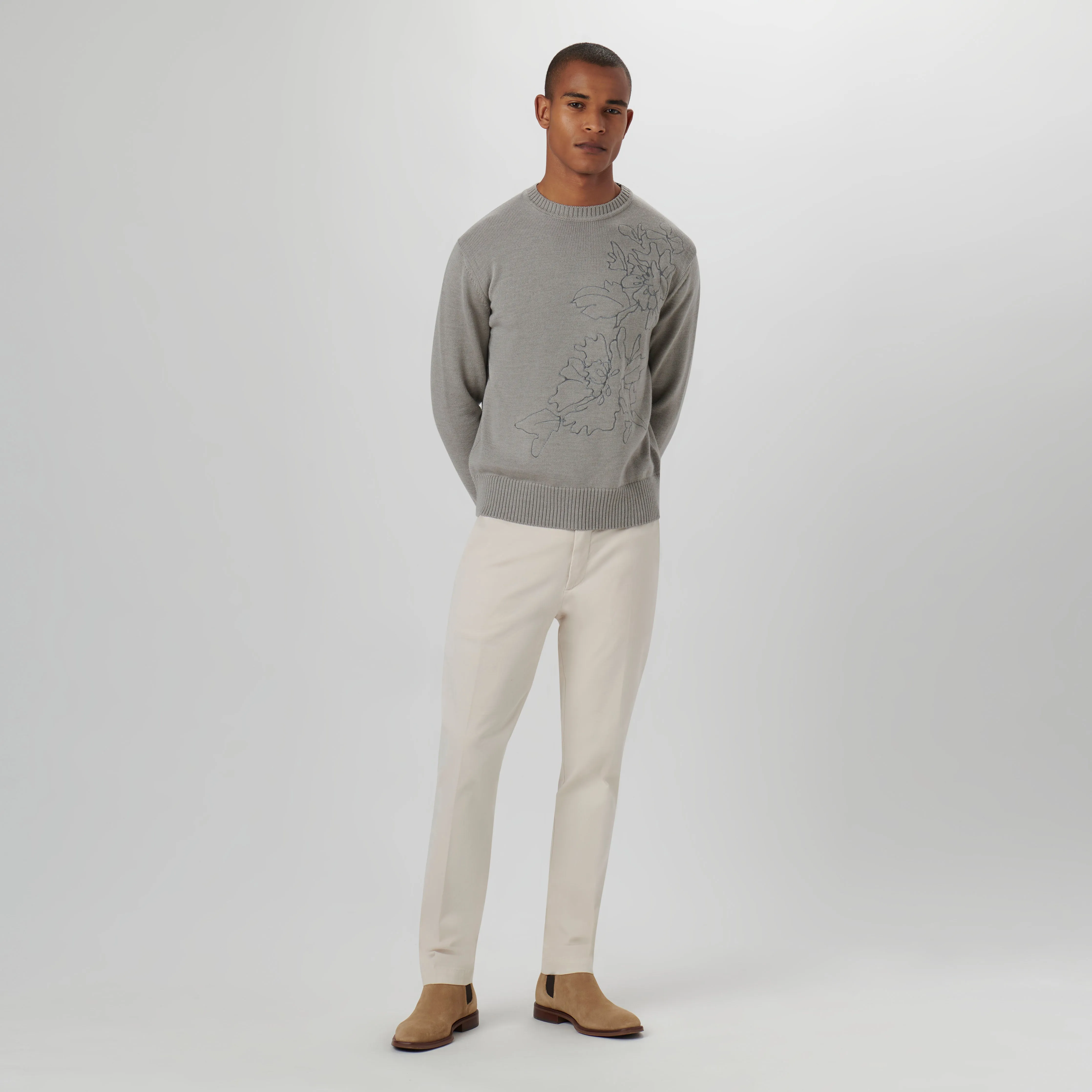 Floral Embroidered Crew Neck Sweater sold by Bugatchi product image thumbnail 5