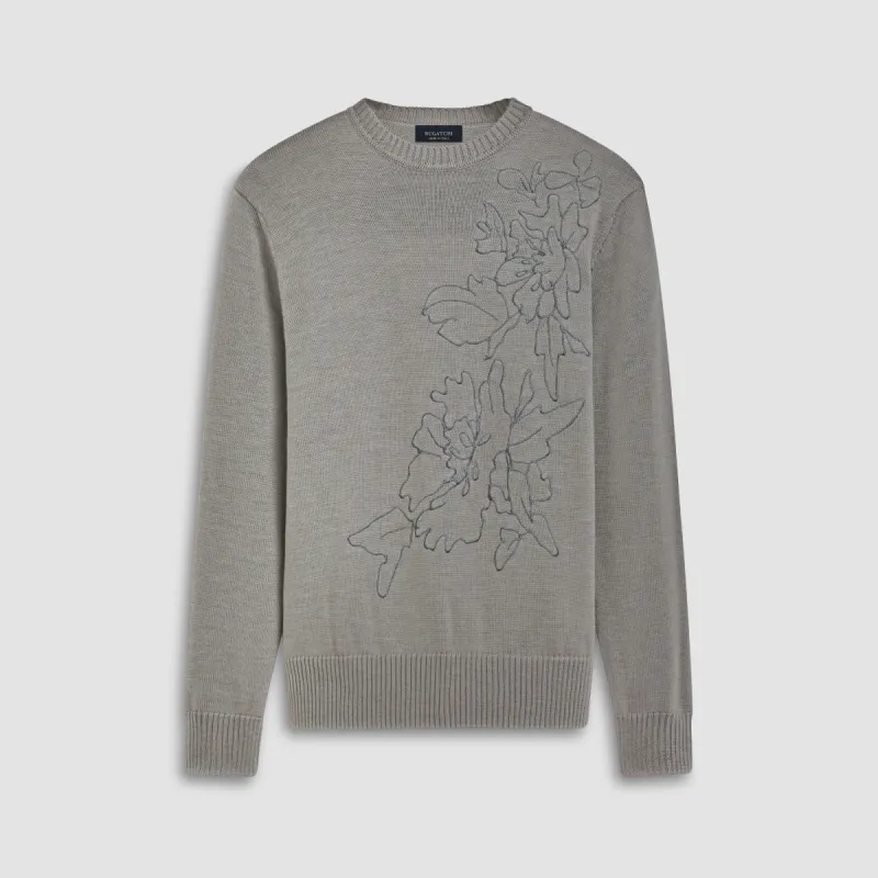 Floral Embroidered Crew Neck Sweater sold by Bugatchi