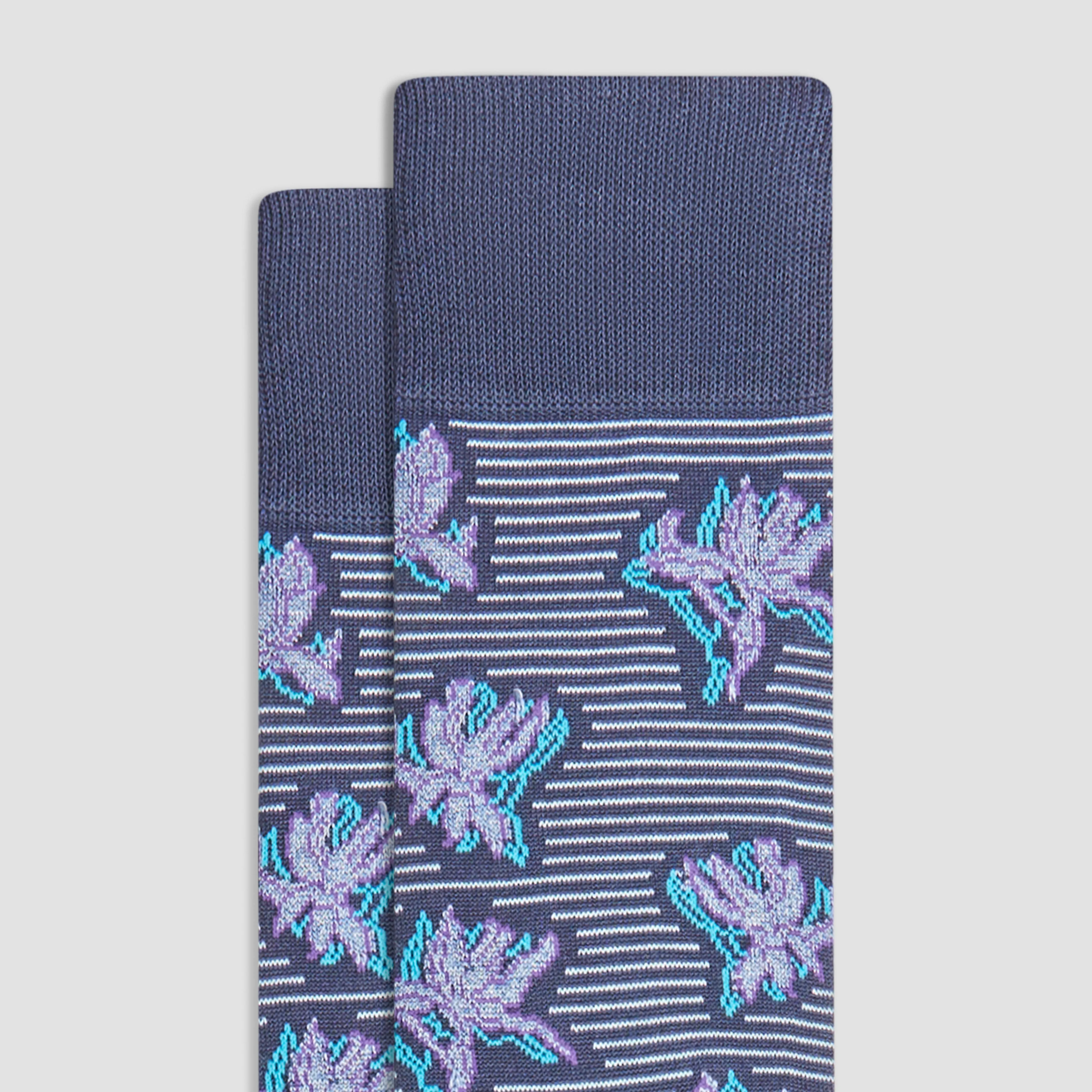 Striped Floral Mid-Calf Socks sold by Bugatchi product image thumbnail 2