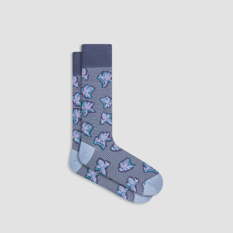 Striped Floral Mid-Calf Socks sold by Bugatchi