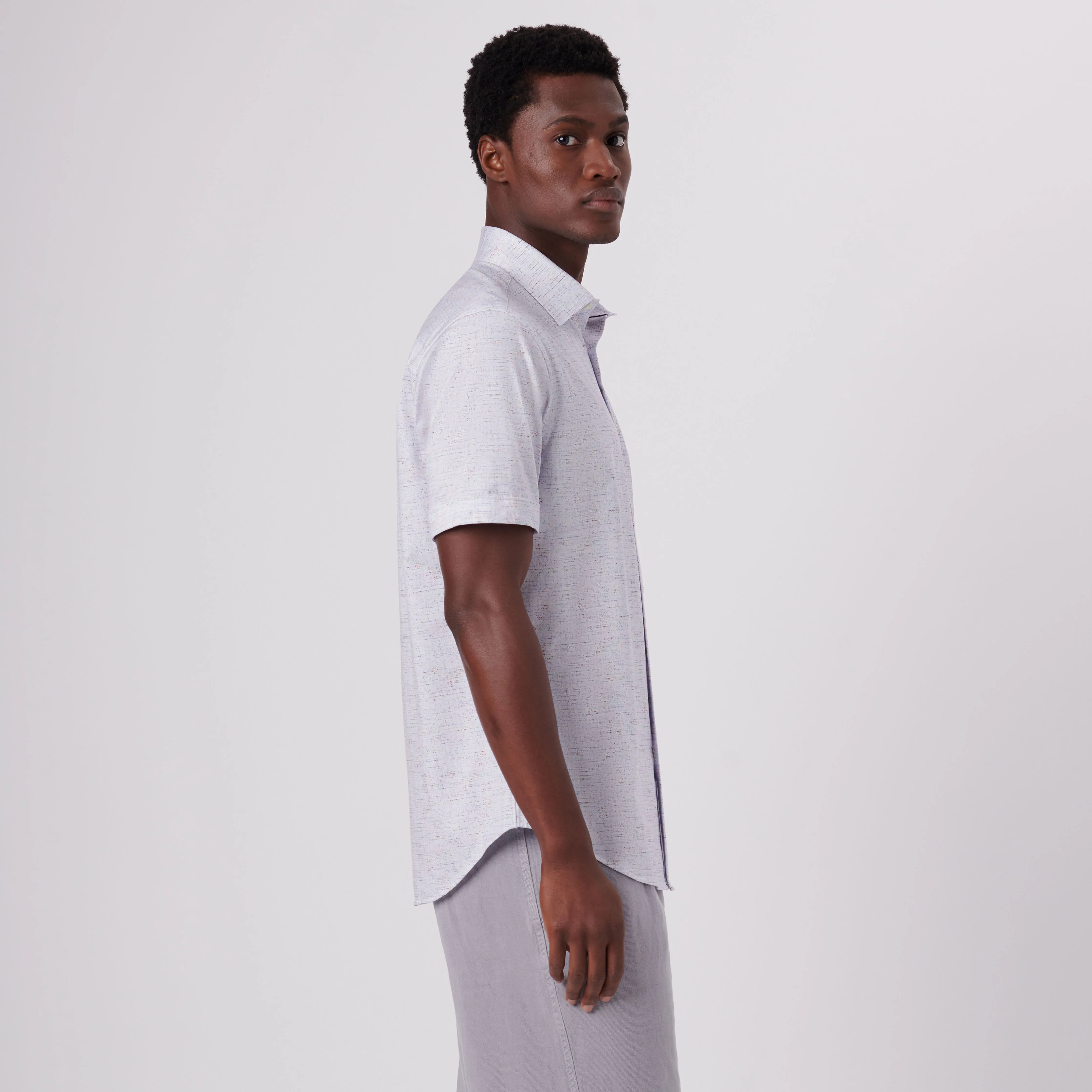 Miles Marled Print OoohCotton Short Sleeve Shirt sold by Bugatchi product image thumbnail 3