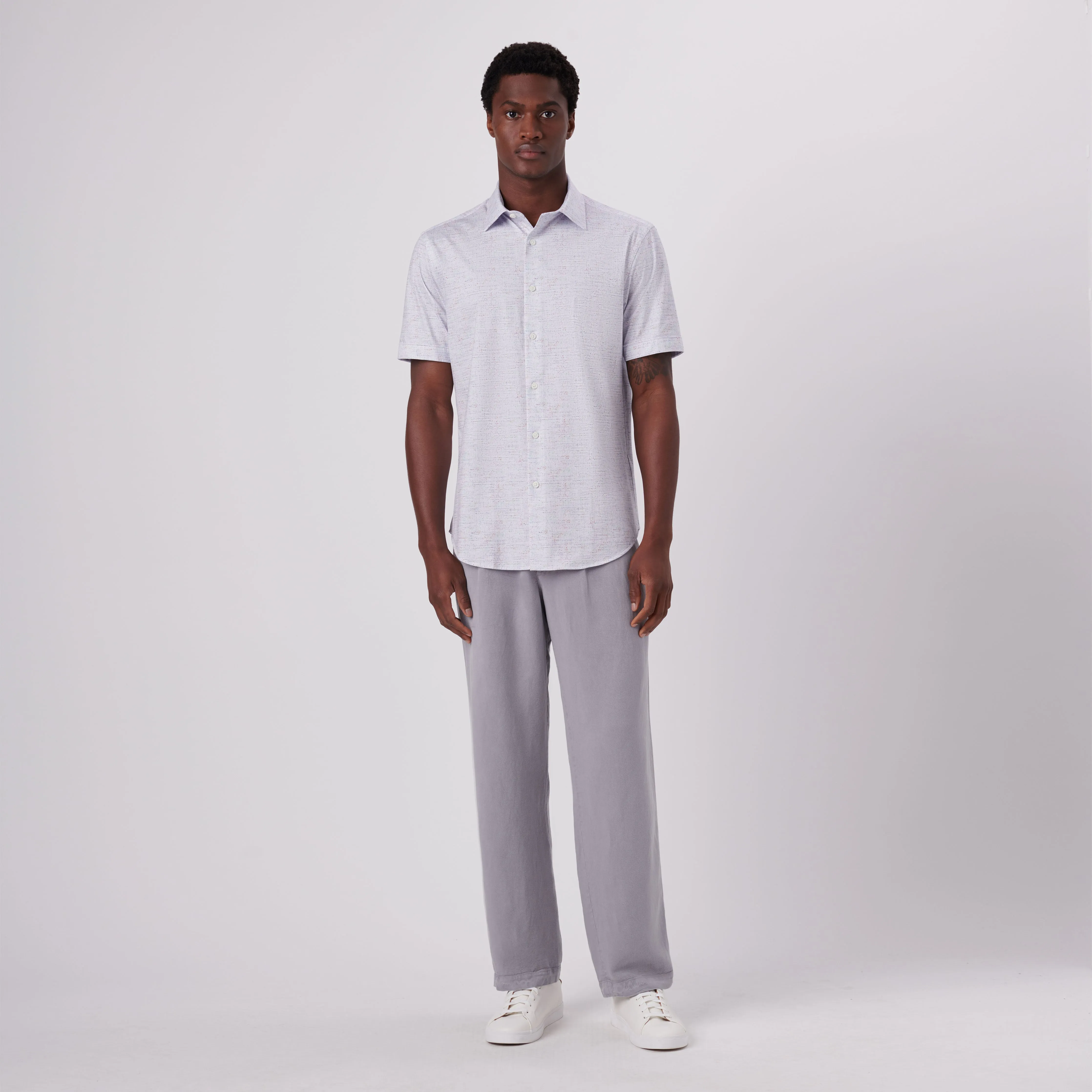 Miles Marled Print OoohCotton Short Sleeve Shirt sold by Bugatchi product image thumbnail 5