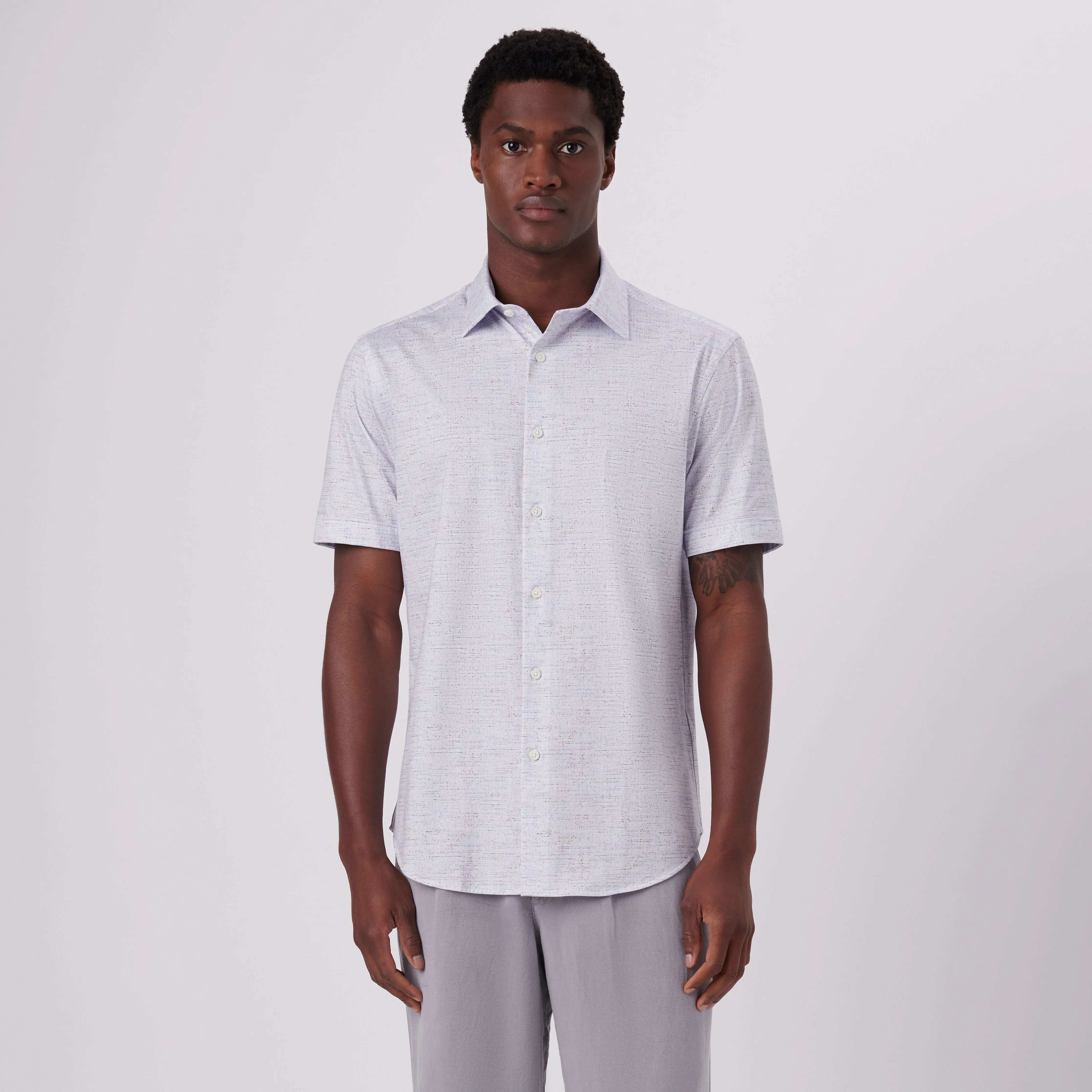 Miles Marled Print OoohCotton Short Sleeve Shirt sold by Bugatchi product image thumbnail 2