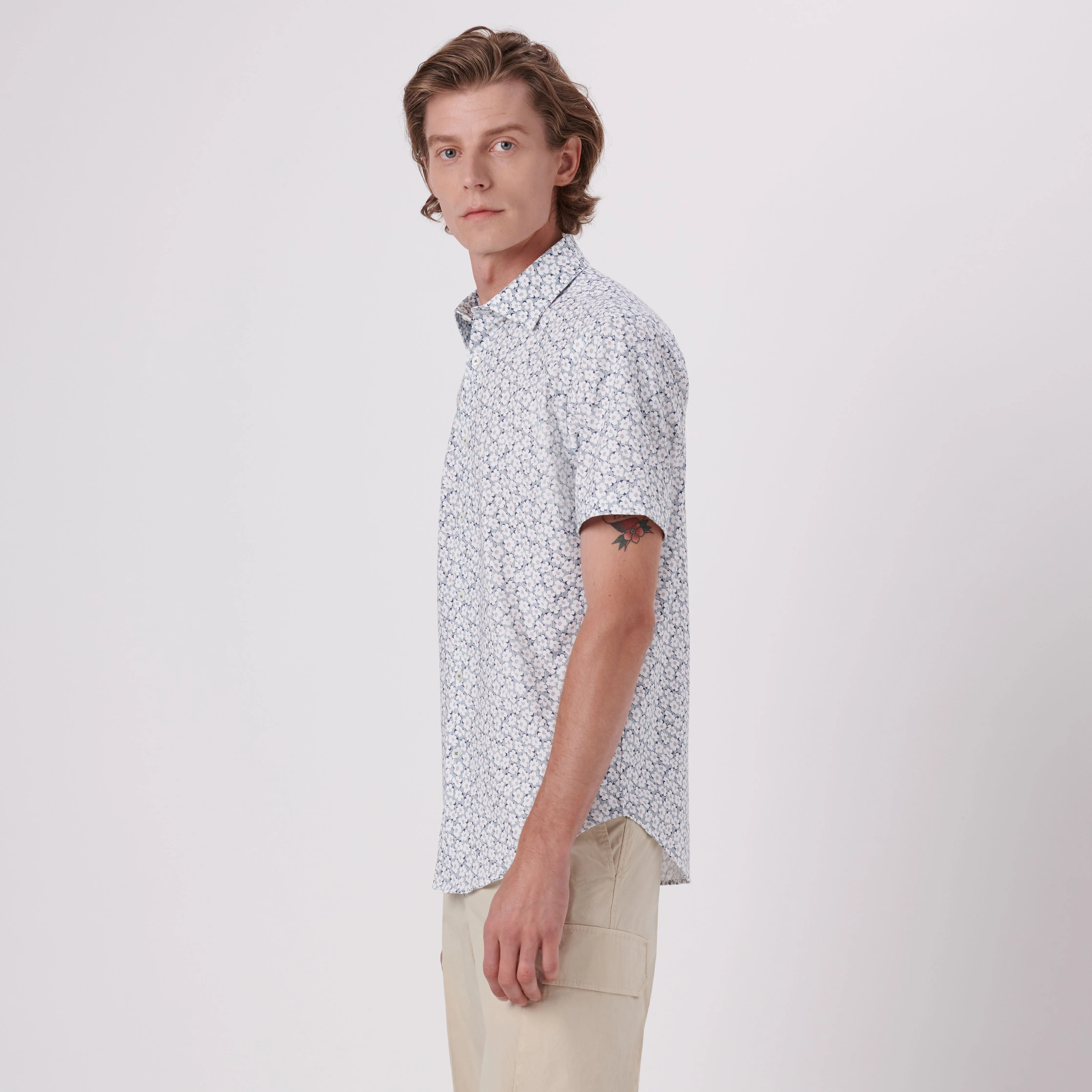 Miles Floral Print OoohCotton Short Sleeve Shirt sold by Bugatchi product image thumbnail 3