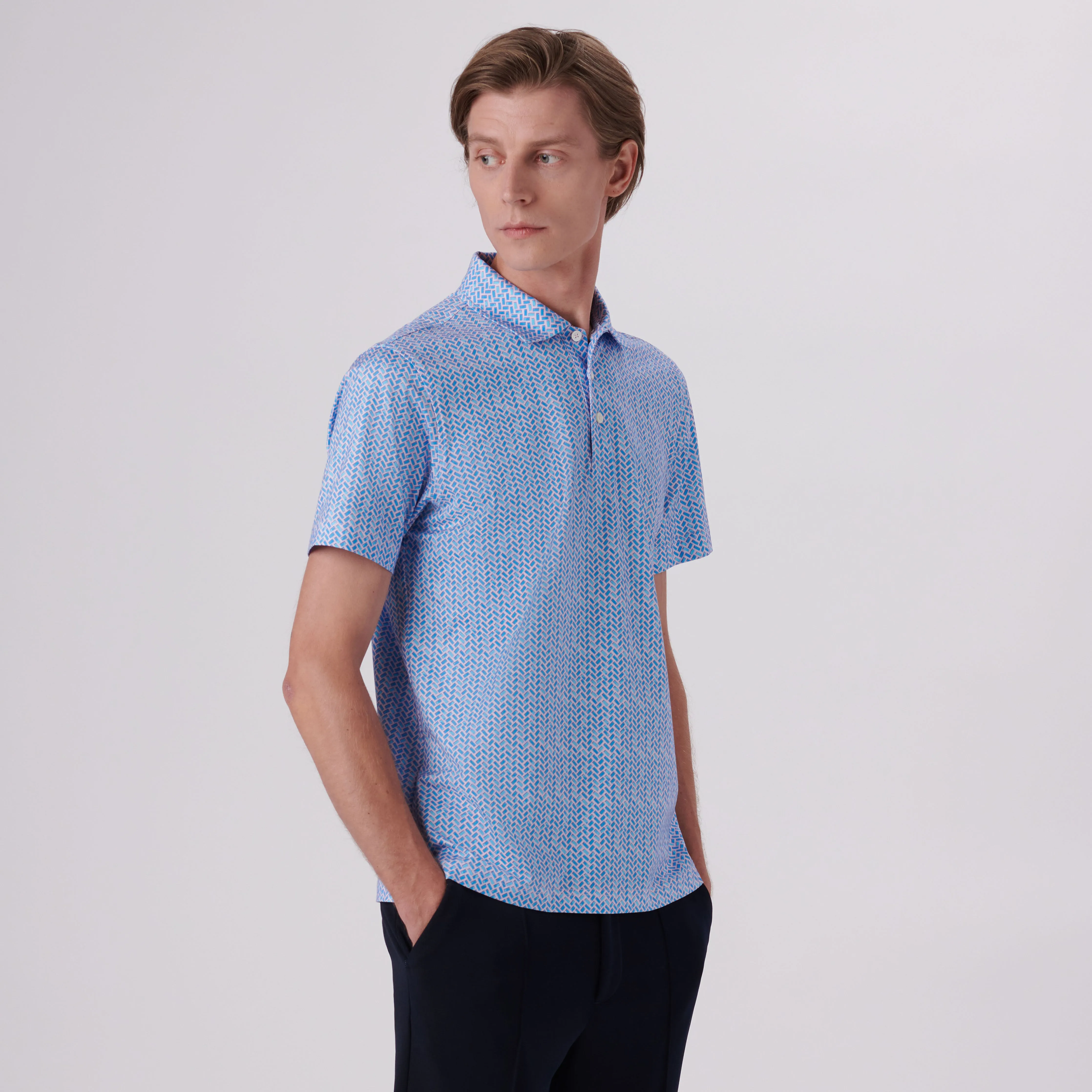 Victor Geometric Print OoohCotton Polo sold by Bugatchi product image thumbnail 3