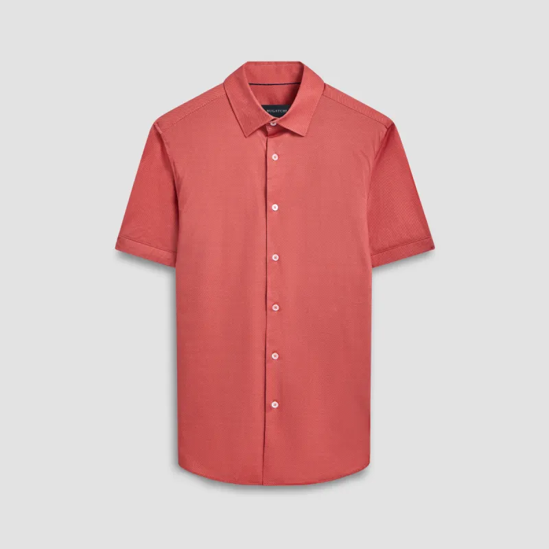 Miles Diagonal Pin Stripe OoohCotton Short Sleeve Shirt sold by Bugatchi