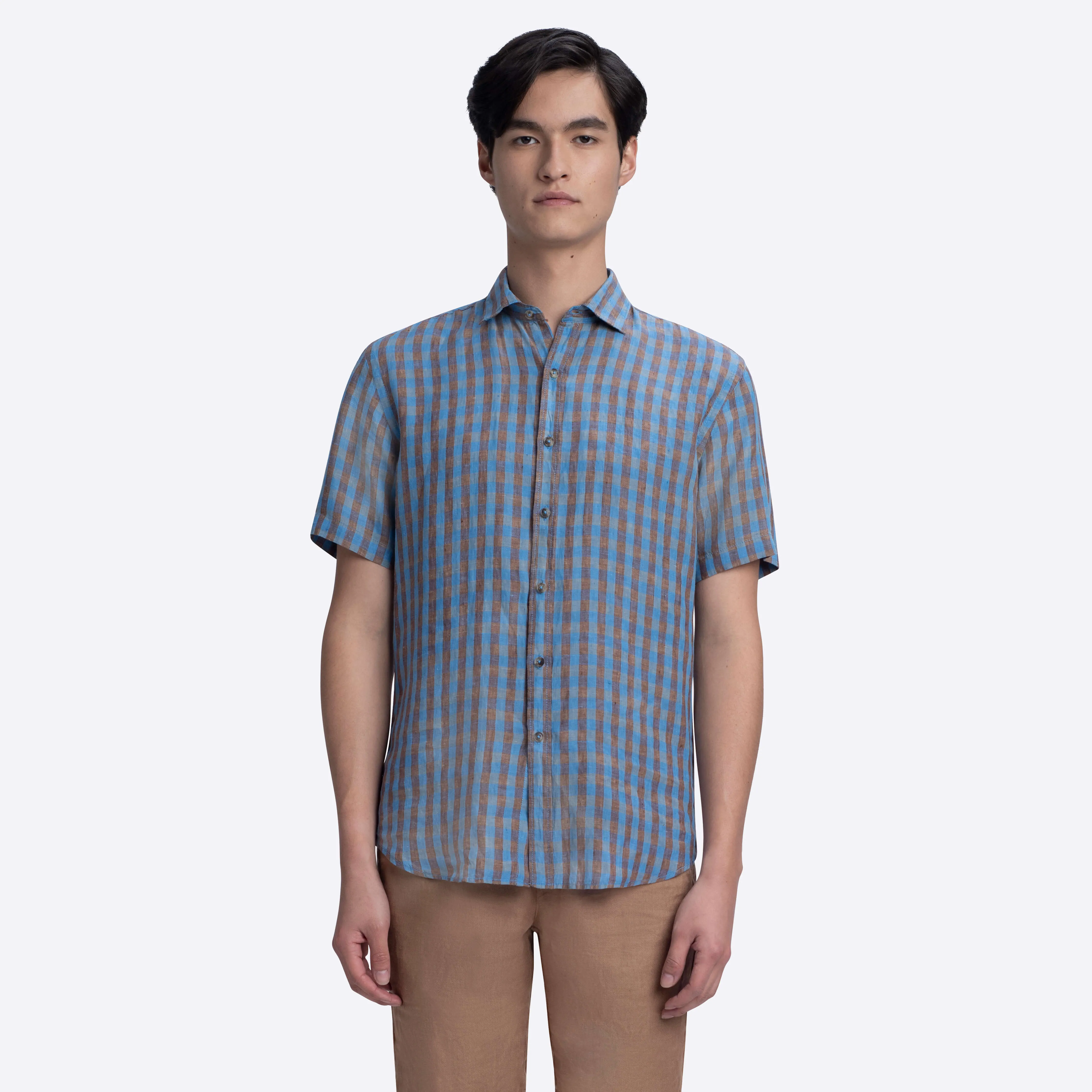 Orson Gingham Check Short Sleeve Shirt sold by Bugatchi product image thumbnail 2