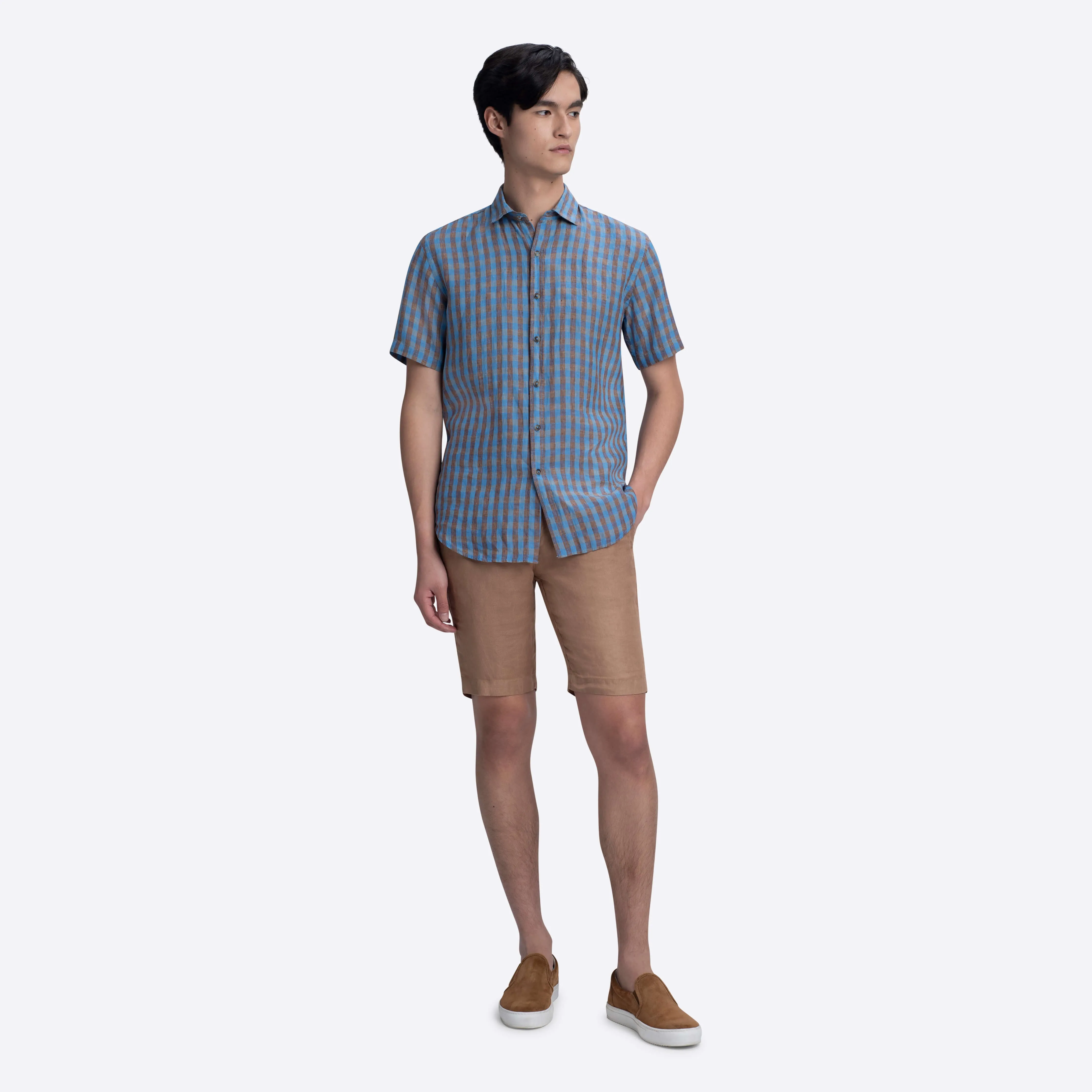 Orson Gingham Check Short Sleeve Shirt sold by Bugatchi product image thumbnail 5