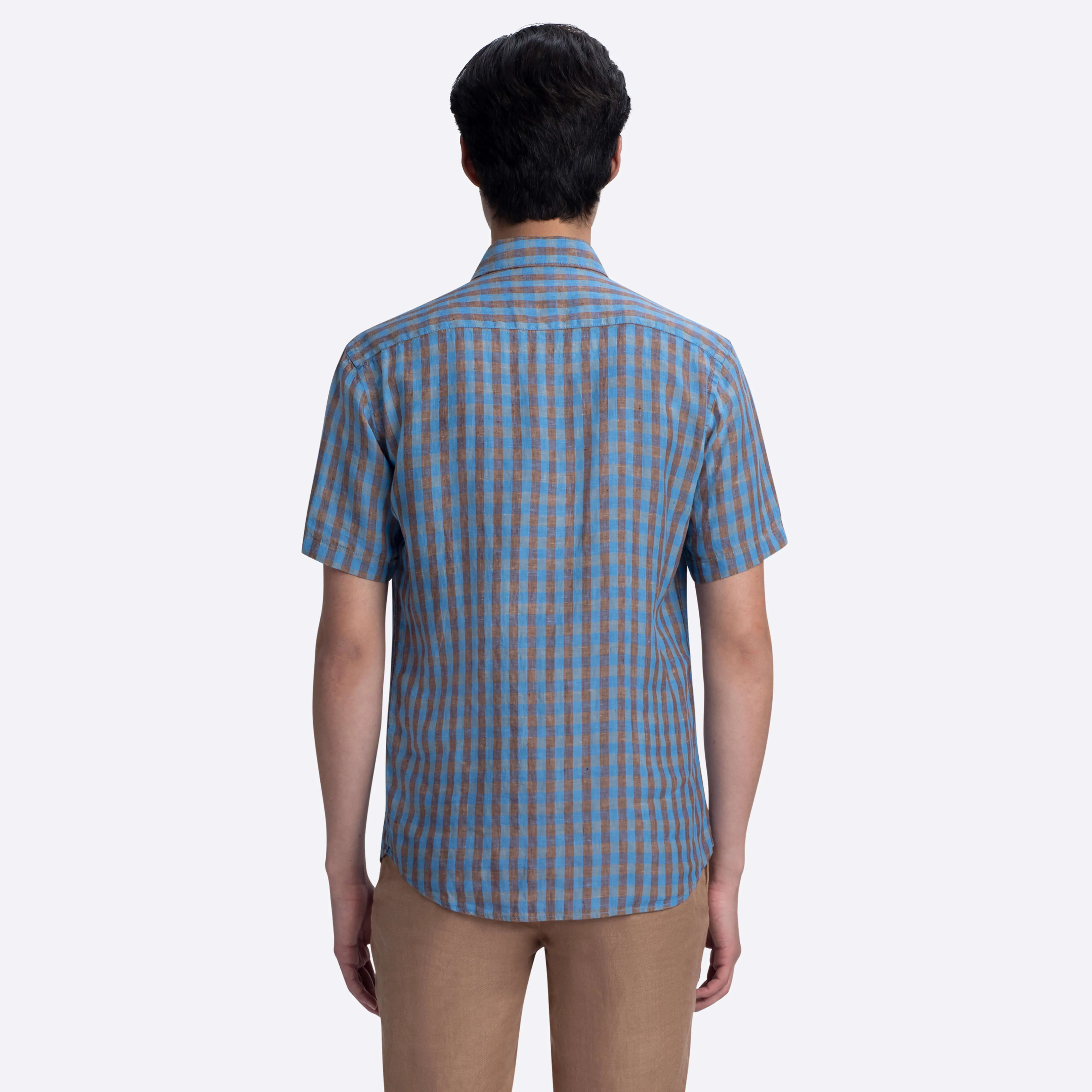 Orson Gingham Check Short Sleeve Shirt sold by Bugatchi product image thumbnail 4