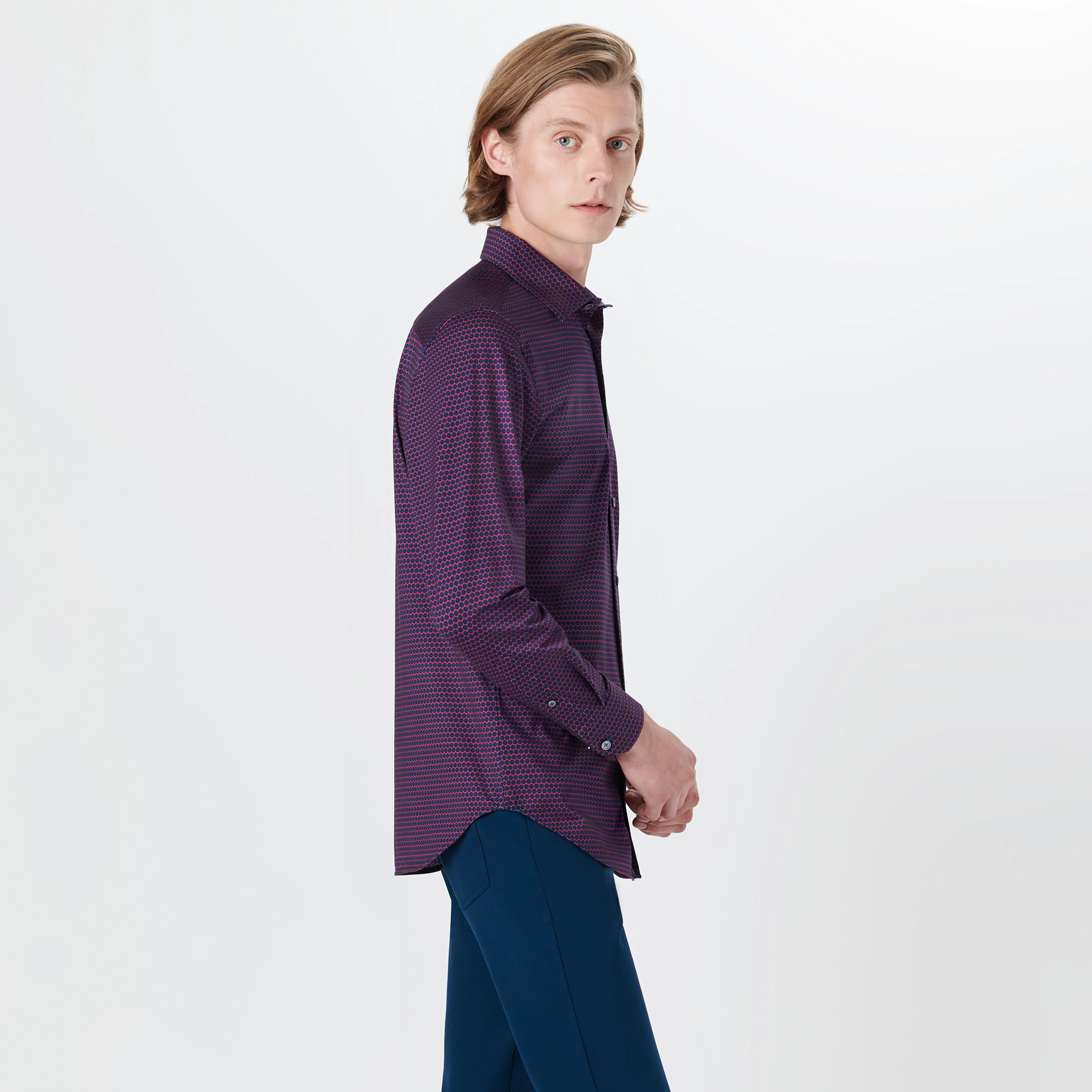 JAMES Polka Dot Print OoohCotton Shirt sold by Bugatchi product image thumbnail 3