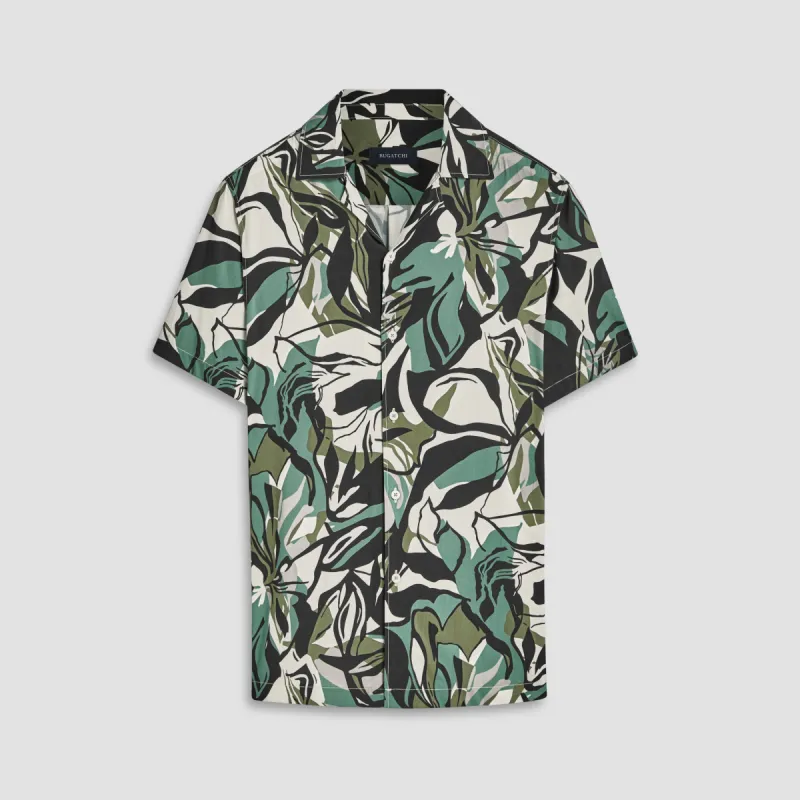 Jackson Leaf Print Short Sleeve Shirt sold by Bugatchi