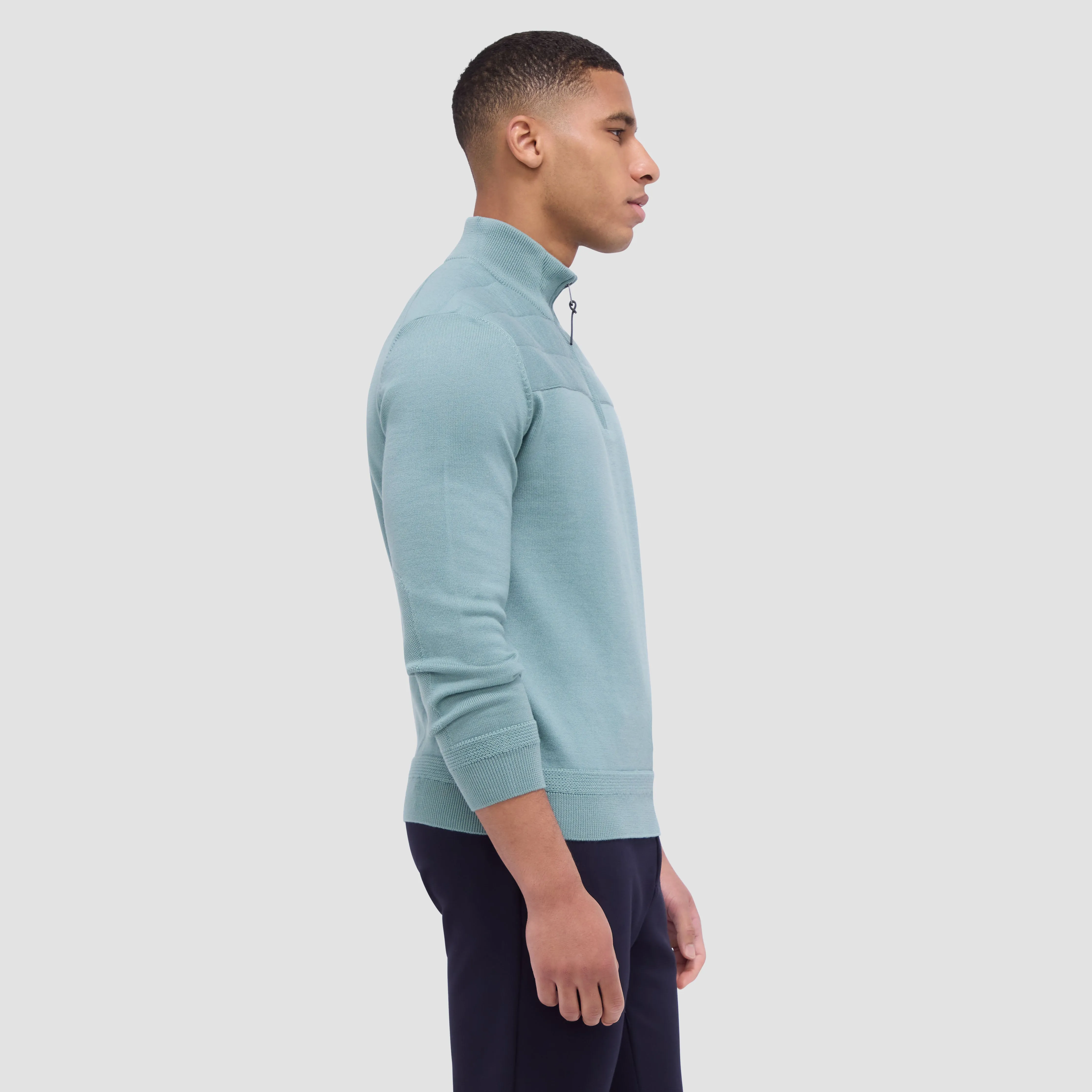 Quilted Yoke Quarter-Zip Sweater sold by Bugatchi product image thumbnail 3