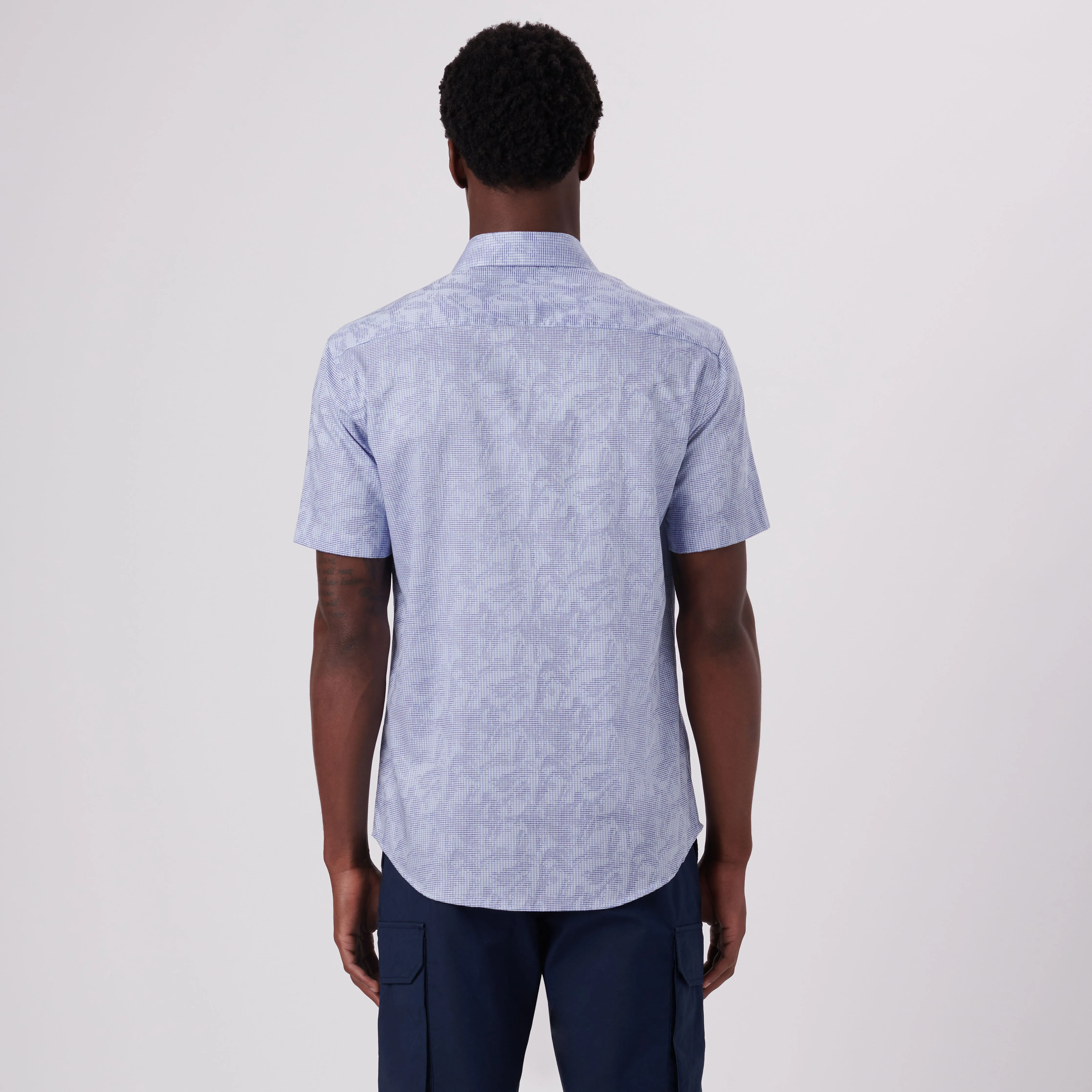 Orson Pin Check Print Short Sleeve Shirt sold by Bugatchi product image thumbnail 4