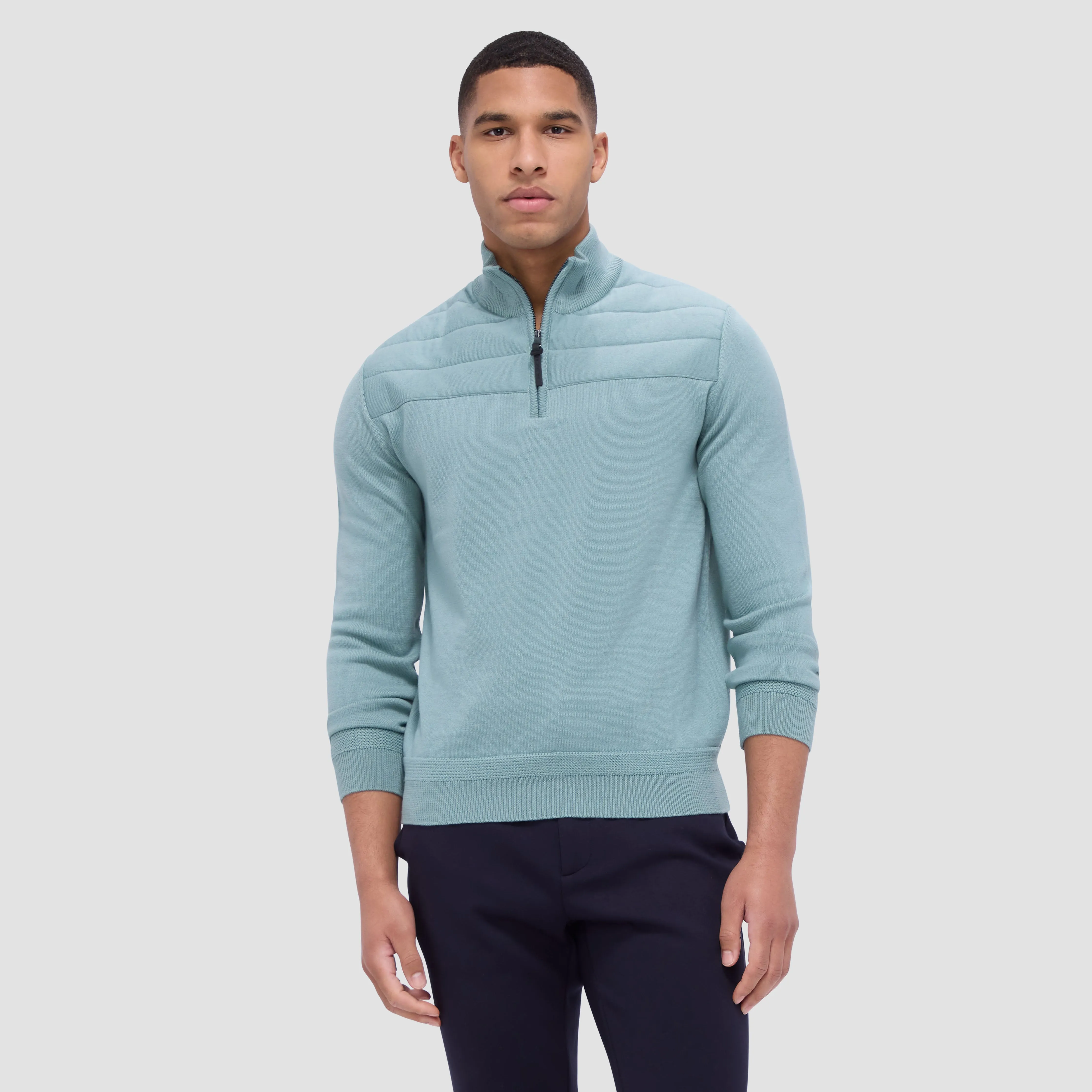 Quilted Yoke Quarter-Zip Sweater sold by Bugatchi product image thumbnail 2