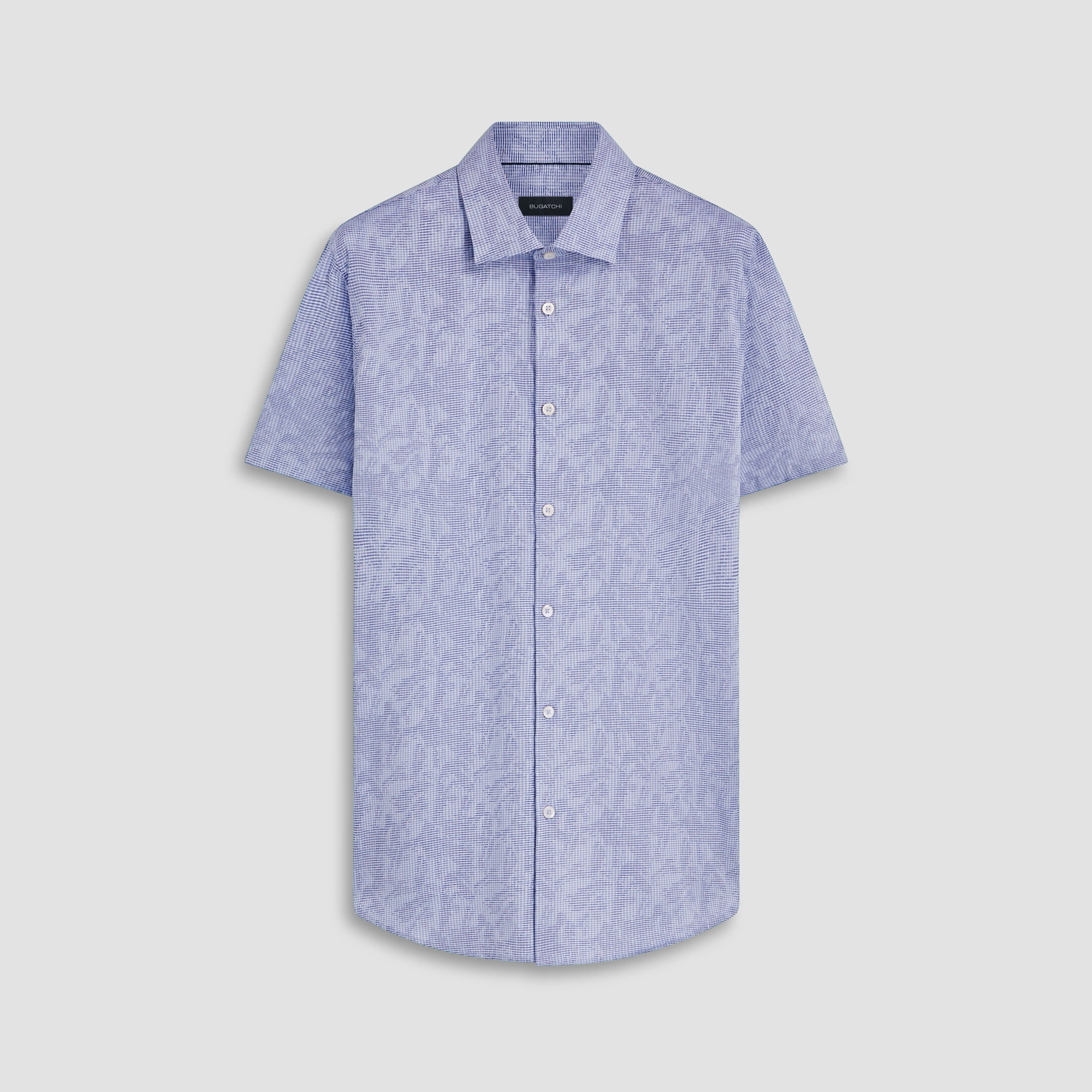 Orson Pin Check Print Short Sleeve Shirt sold by Bugatchi