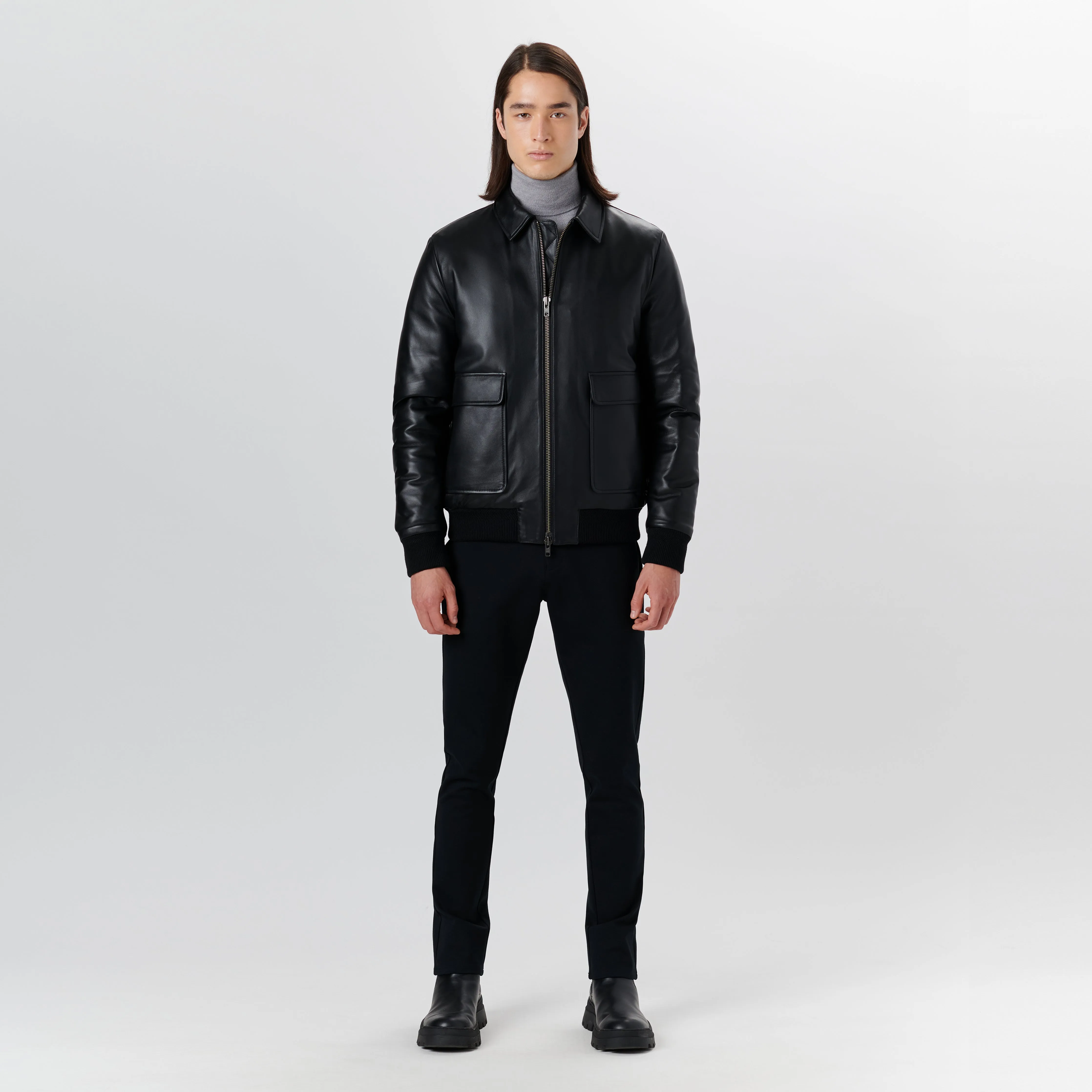 Leather Bomber Jacket sold by Bugatchi product image thumbnail 5