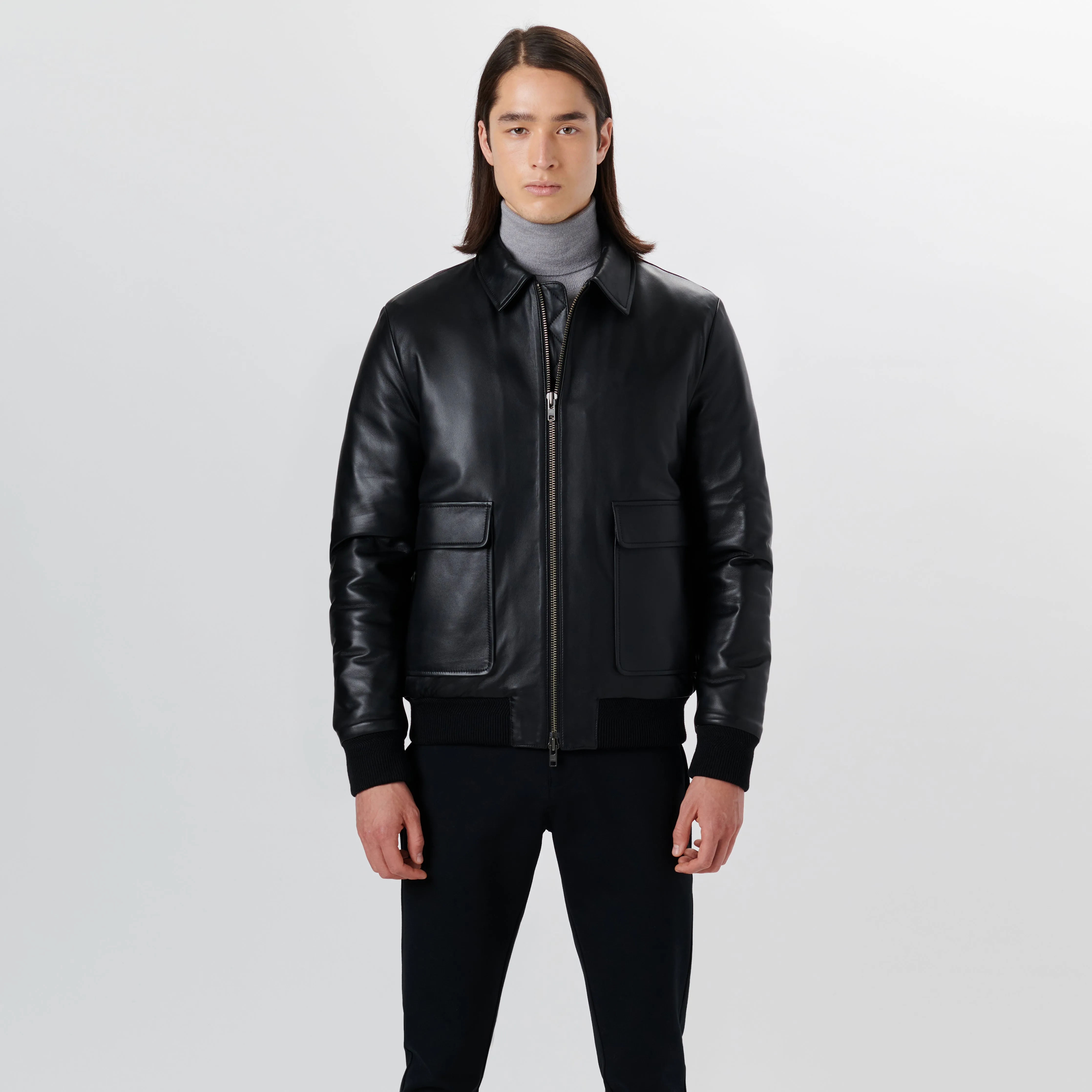 Leather Bomber Jacket sold by Bugatchi product image thumbnail 2