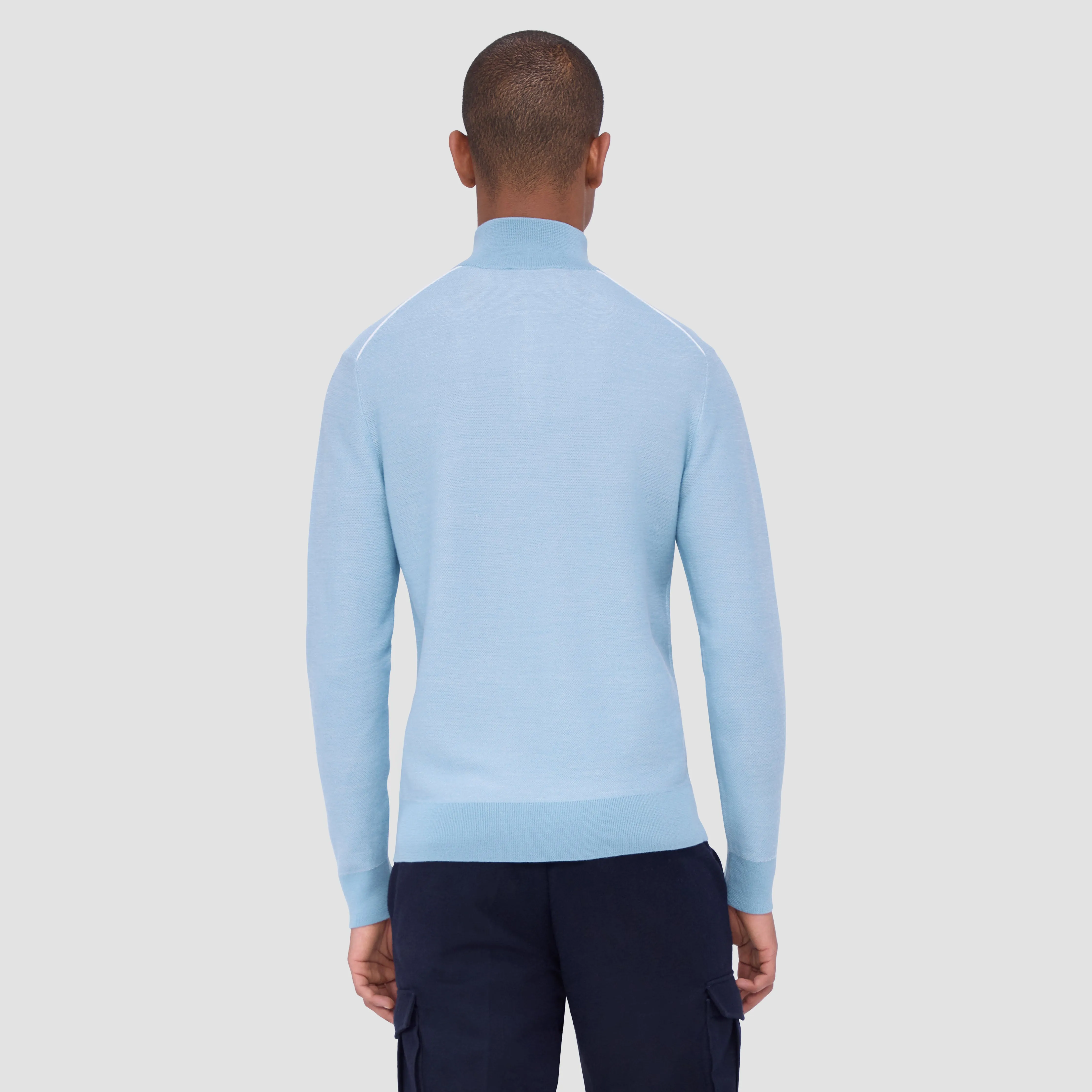 Bird's Eye Jacquard Quarter-Zip Mock Neck Sweater sold by Bugatchi product image thumbnail 4