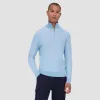 Bird's Eye Jacquard Quarter-Zip Mock Neck Sweater sold by Bugatchi