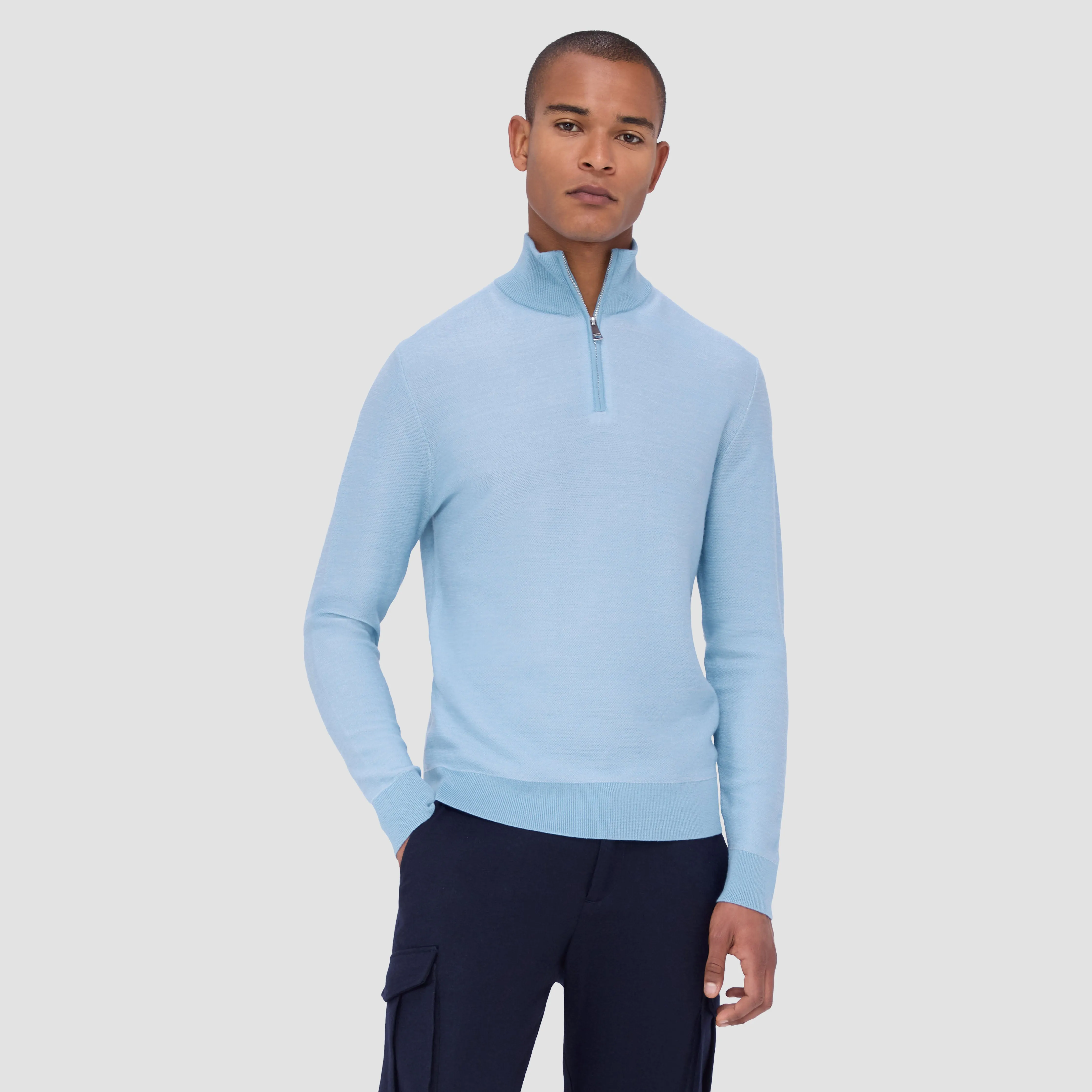 Bird's Eye Jacquard Quarter-Zip Mock Neck Sweater sold by Bugatchi product image thumbnail 2