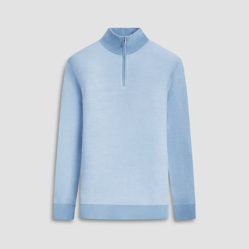 Bird's Eye Jacquard Quarter-Zip Mock Neck Sweater sold by Bugatchi