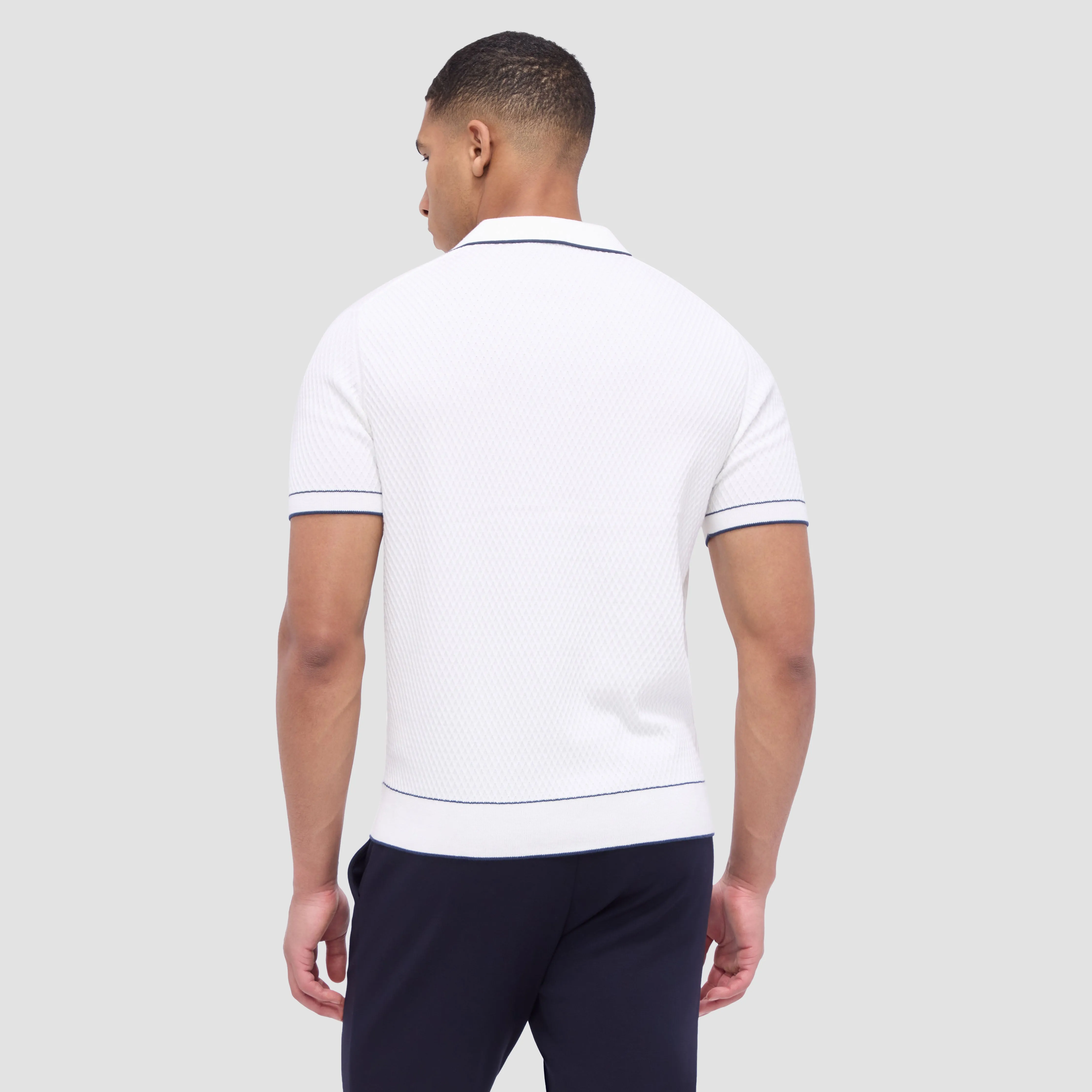 Honeycomb Stitch Short-Sleeved Johnny Collar Sweater sold by Bugatchi product image thumbnail 4