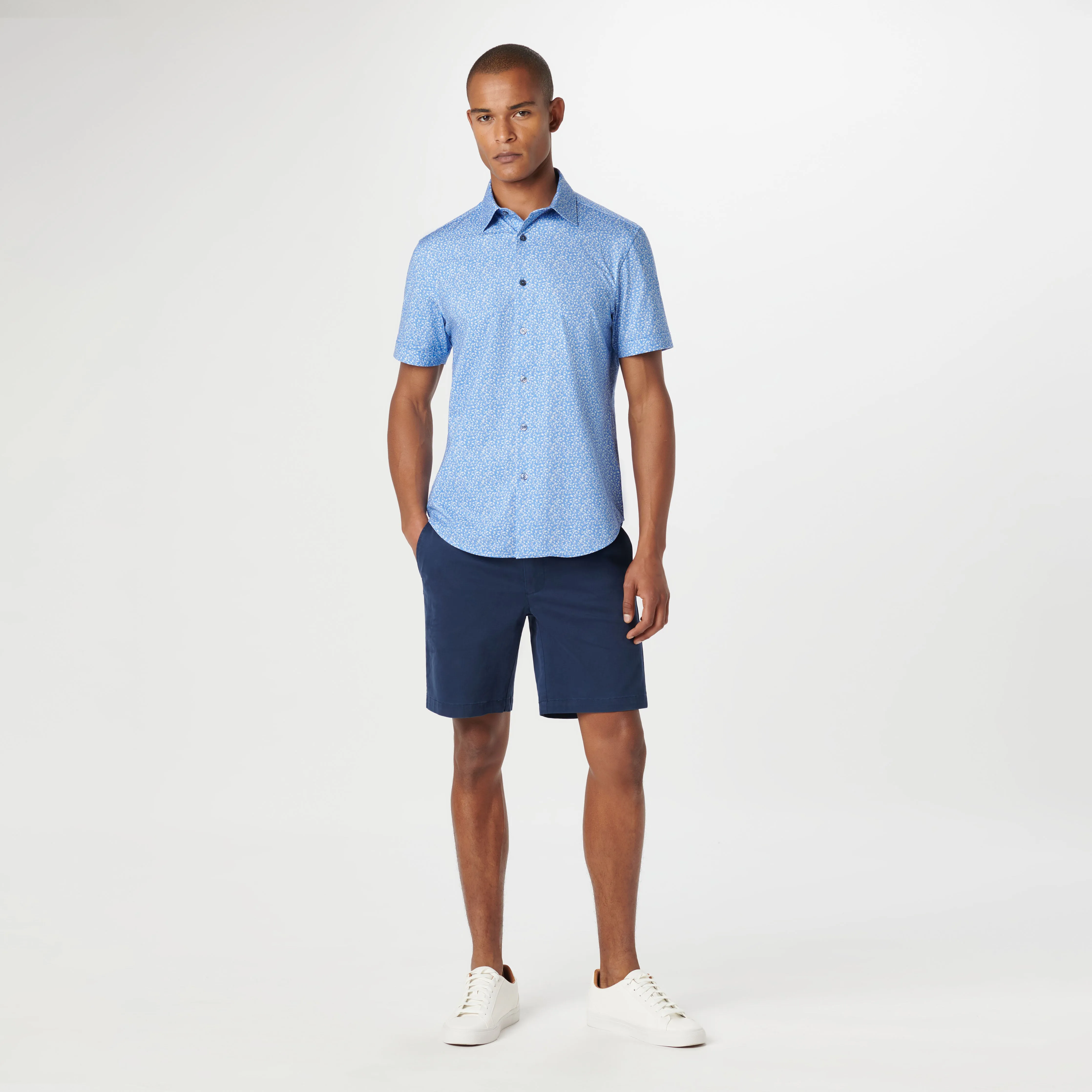 Miles Leaf Print OoohCotton Short Sleeve Shirt sold by Bugatchi product image thumbnail 5