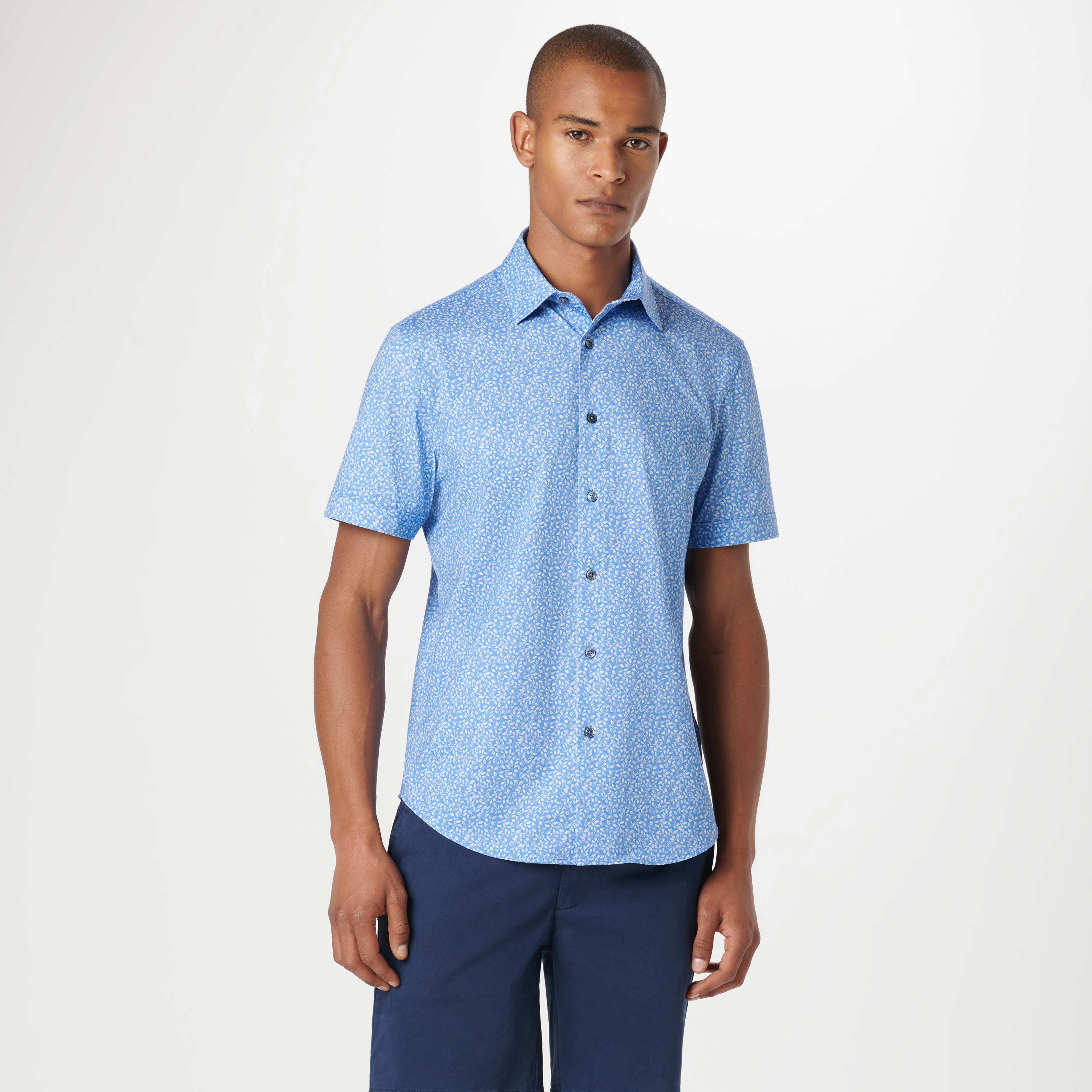Miles Leaf Print OoohCotton Short Sleeve Shirt sold by Bugatchi product image thumbnail 2