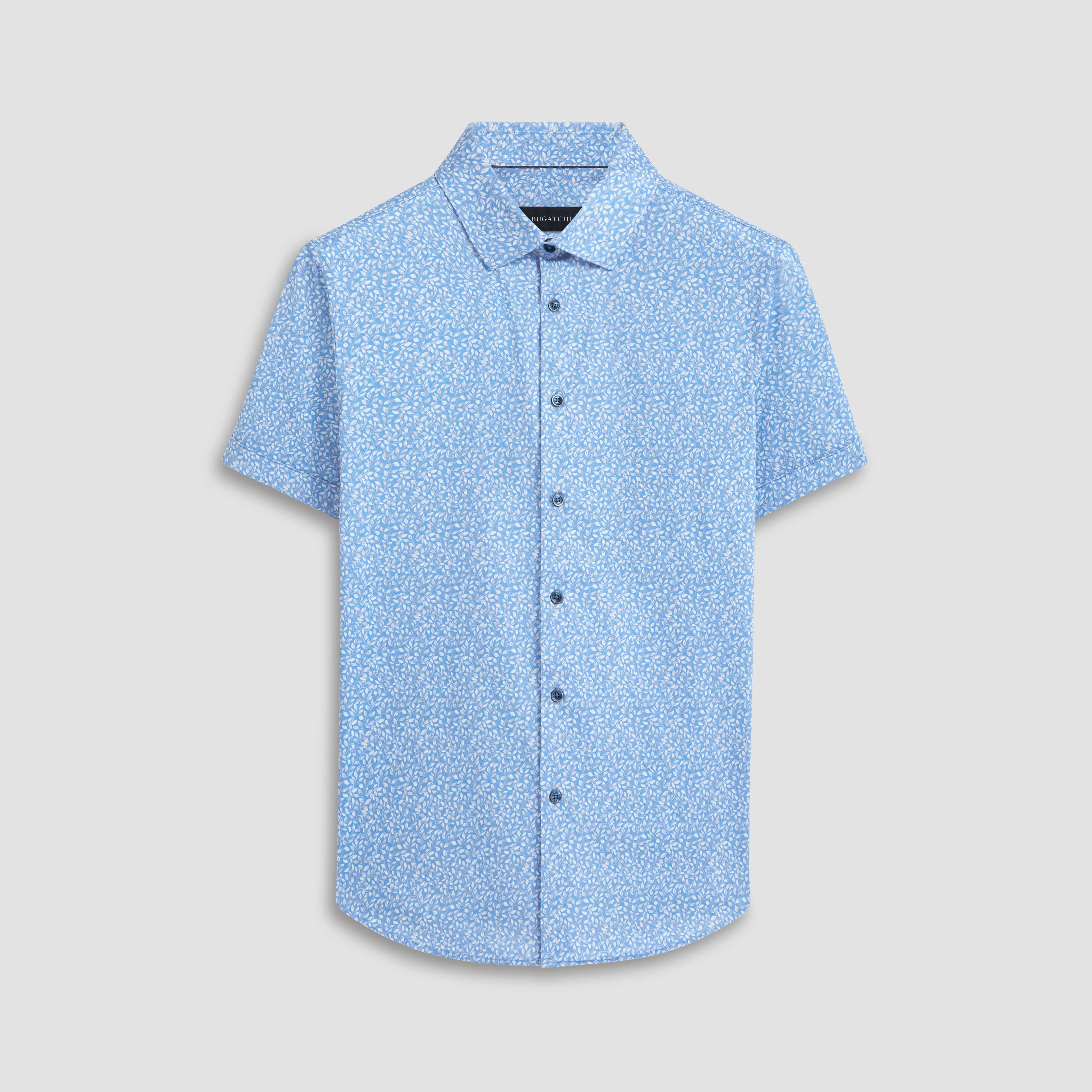 Miles Leaf Print OoohCotton Short Sleeve Shirt sold by Bugatchi