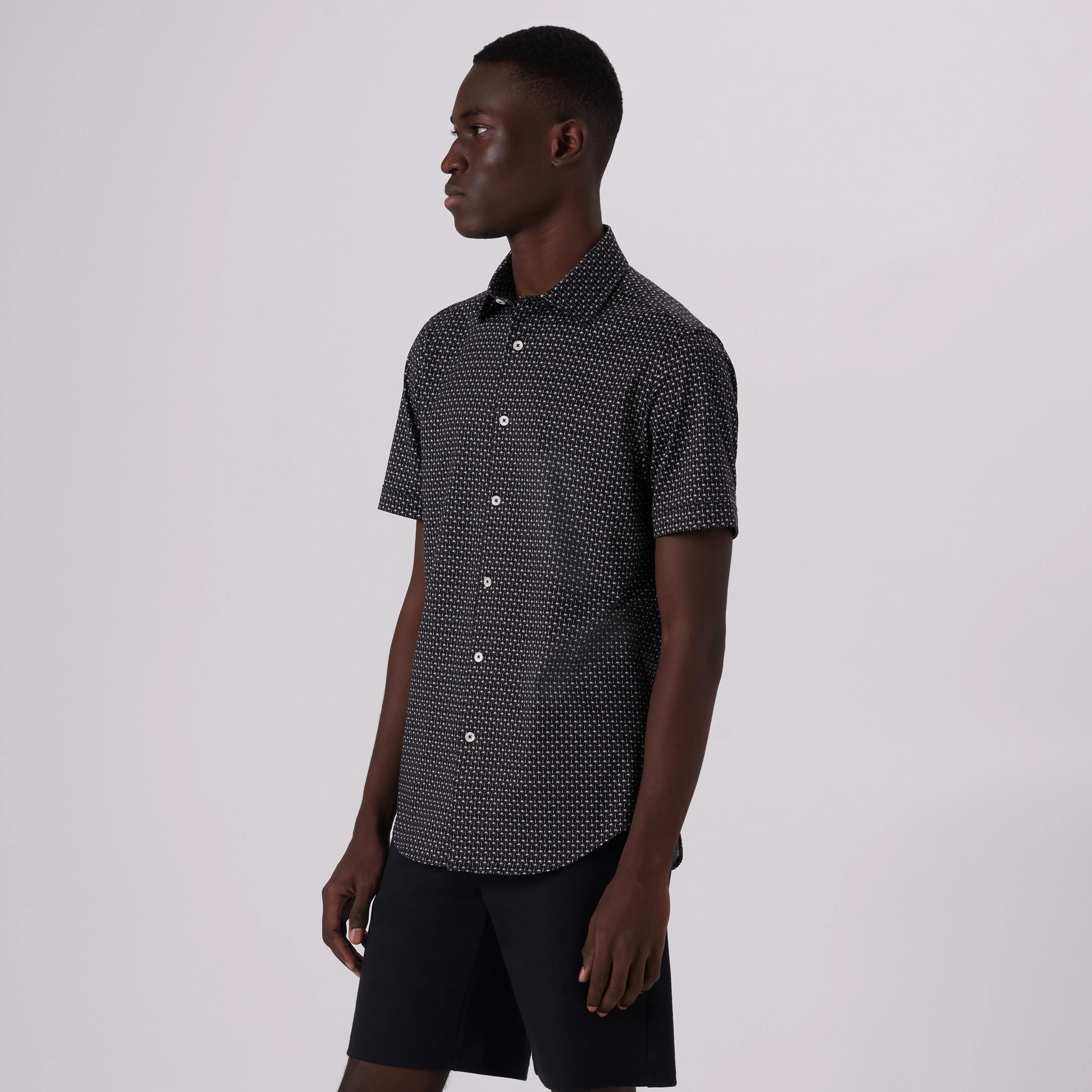Miles Palm Tree Print OoohCotton Short Sleeve Shirt sold by Bugatchi product image thumbnail 3