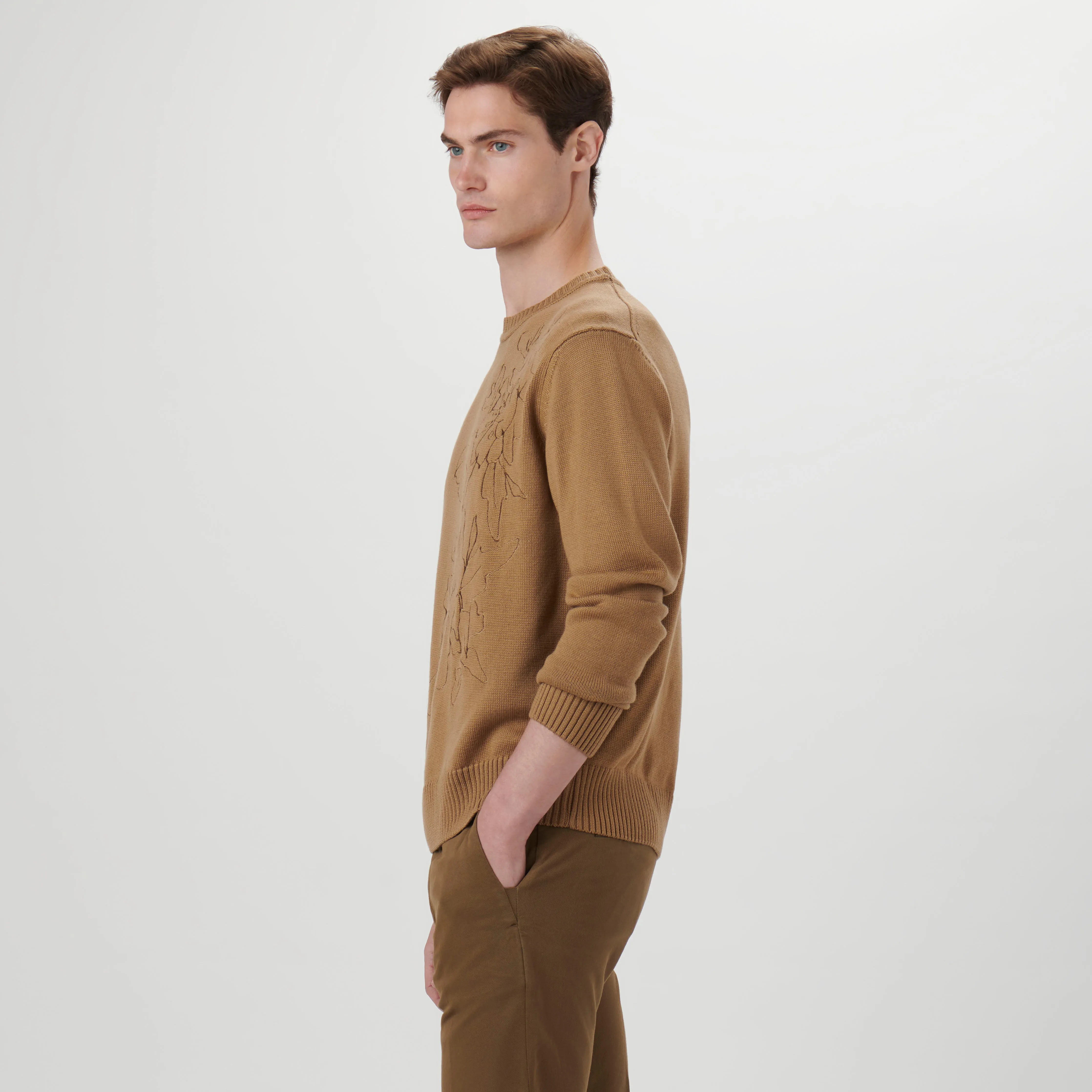 Floral Embroidered Crew Neck Sweater sold by Bugatchi product image thumbnail 3