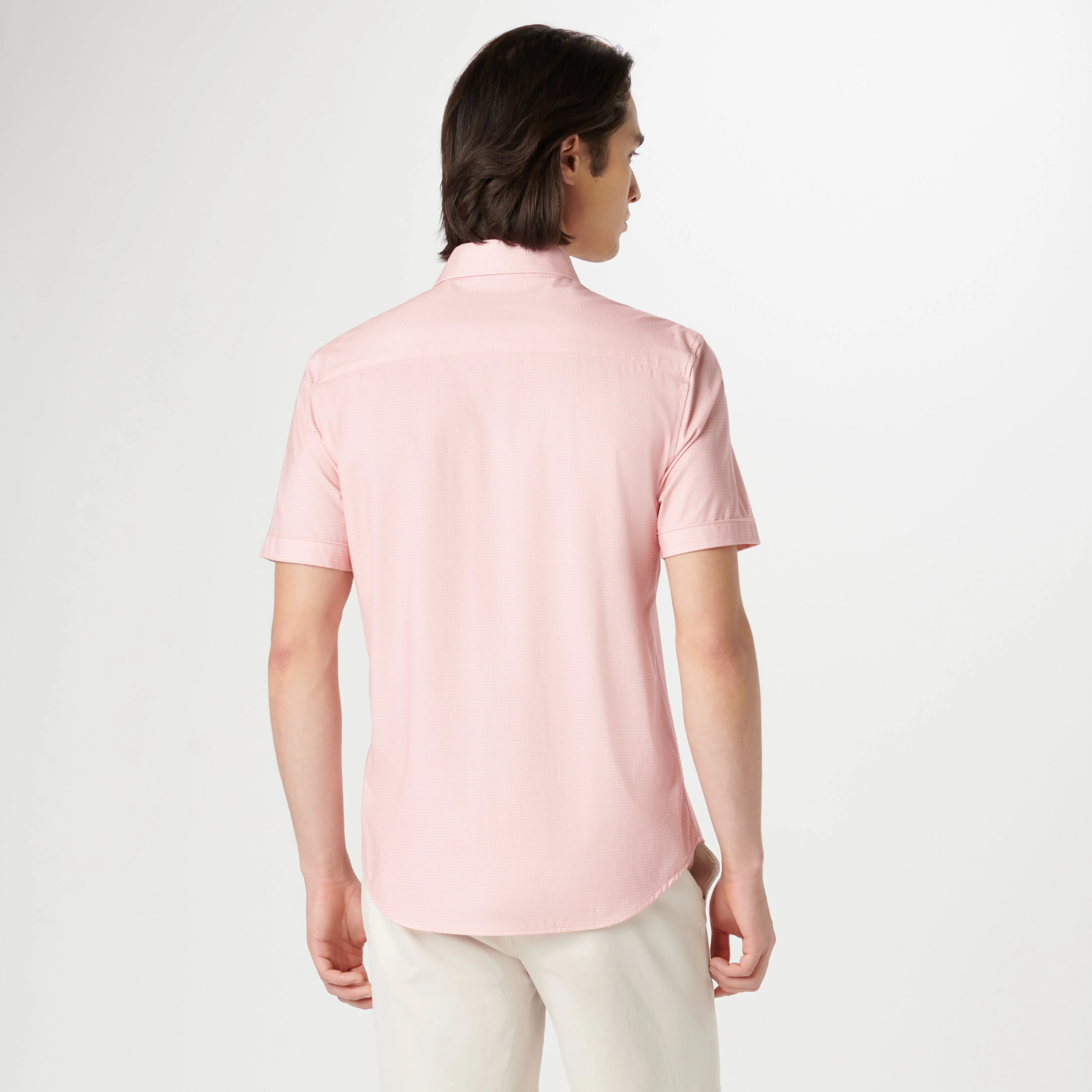 Miles Pin Dot OoohCotton Short Sleeve Shirt sold by Bugatchi product image thumbnail 4
