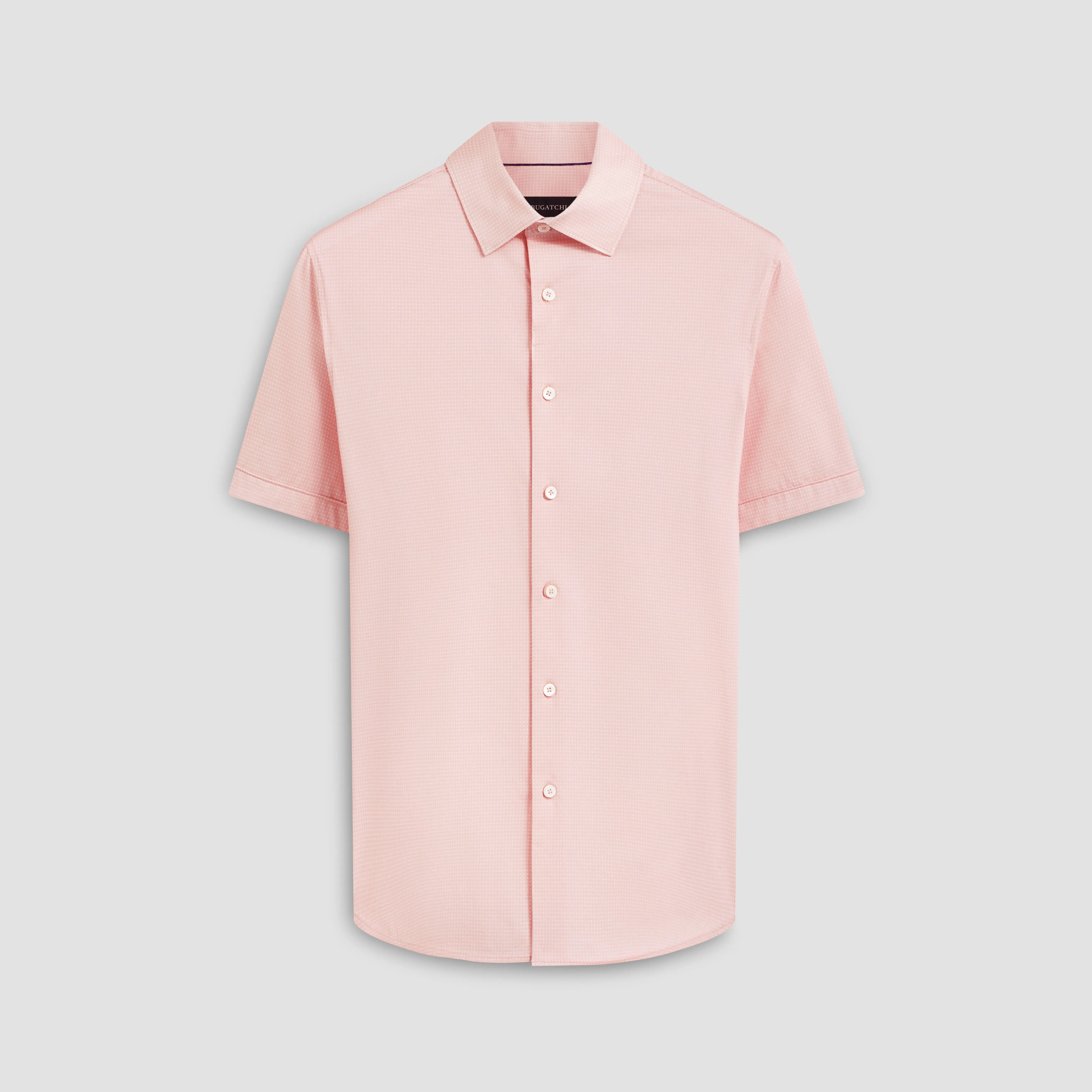Miles Pin Dot OoohCotton Short Sleeve Shirt sold by Bugatchi